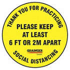 SAFETY SIGN, THANK YOU FOR PRACTICING SOCIAL DISTANCING, CIRCLE SHAPE, YELLOW, 17 X 17 IN, VINYL
