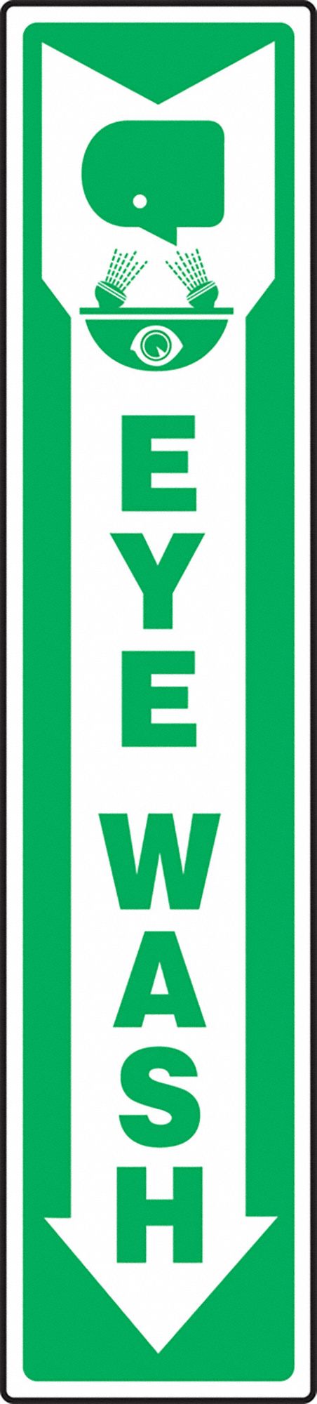 SIGN 18INX4IN GN/WT EYE WASH