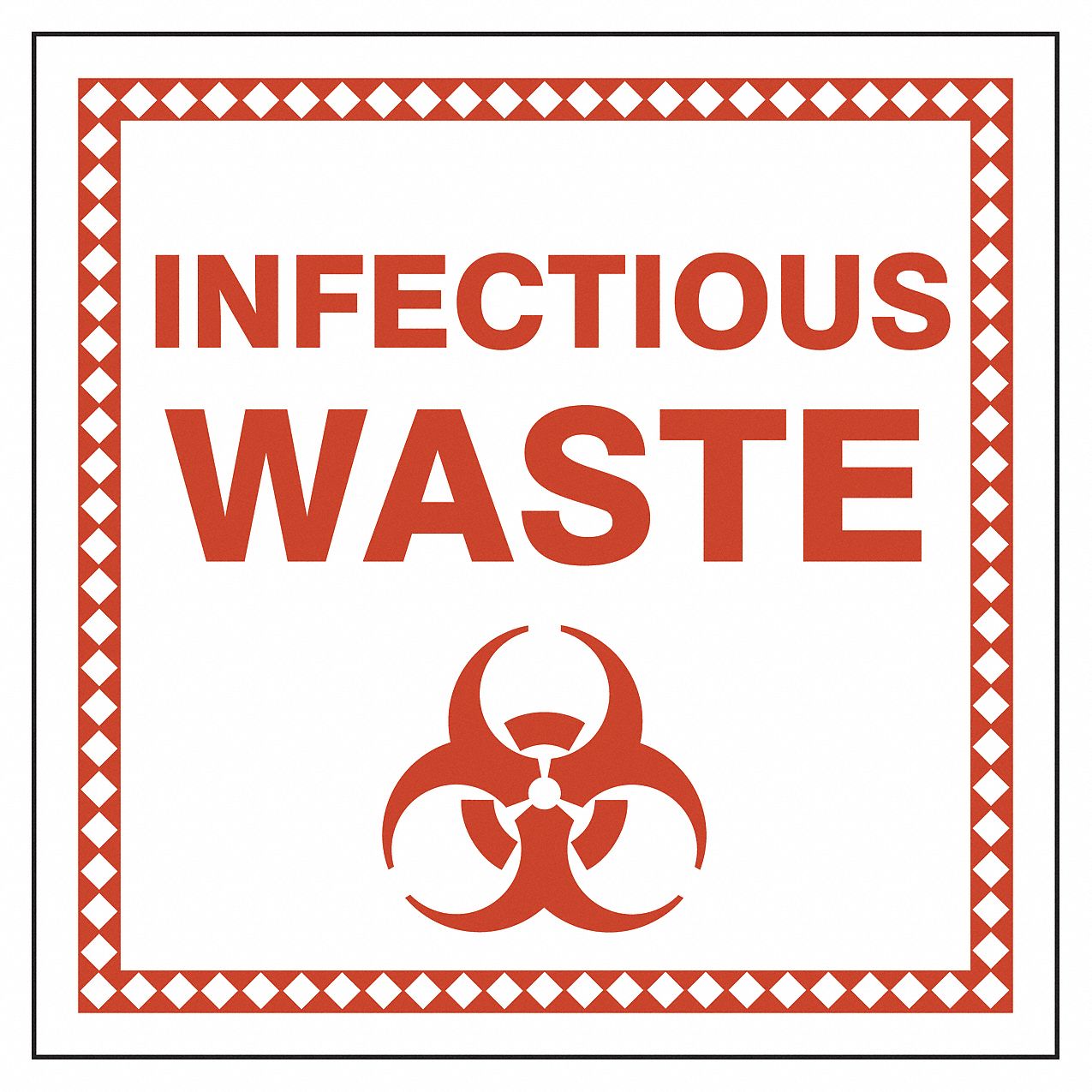 CONTAINER LABEL, INFECTIOUS WASTE, ORANGE/WHITE, 8 X 6 IN, ADHESIVE POLY, PKG 25