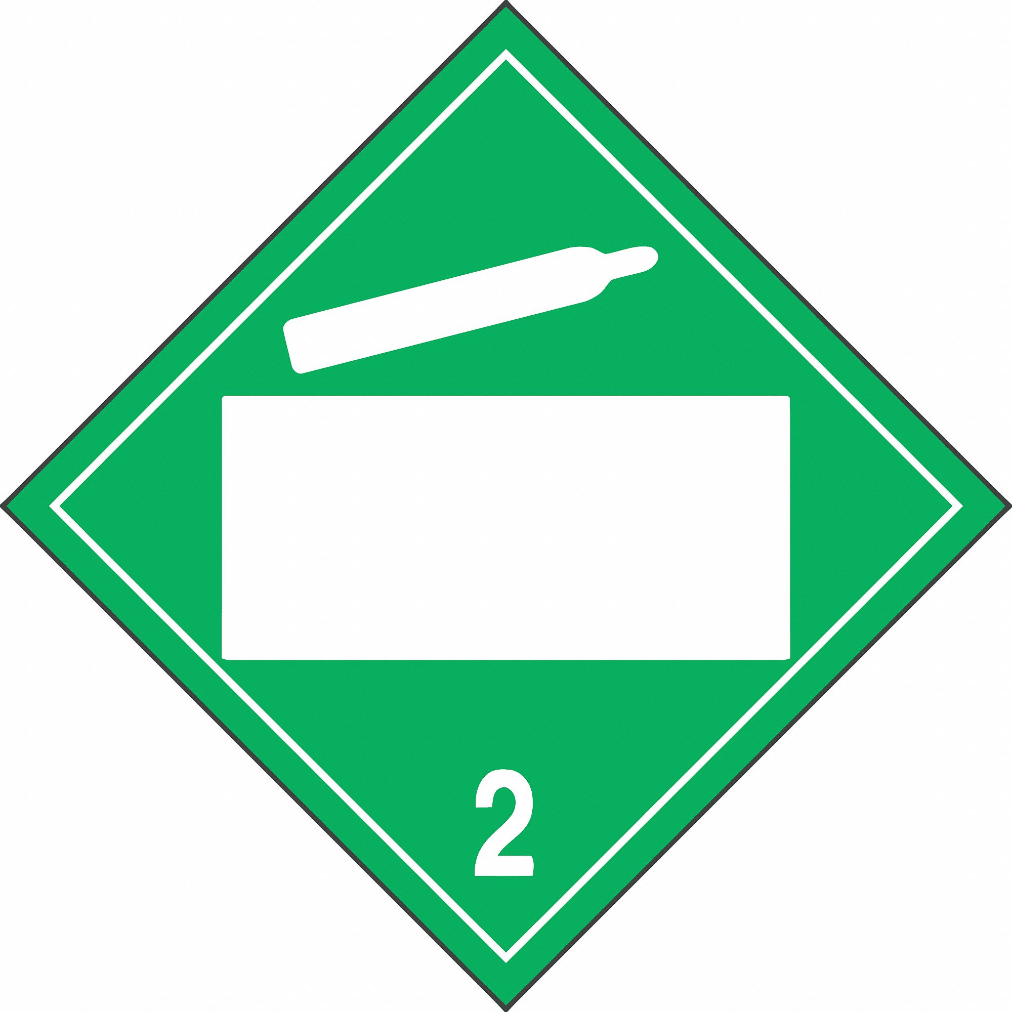 VEHICLE PLACARD, HAZARD CLASS 2, GREEN, SELF-ADHESIVE VINYL, PK 10