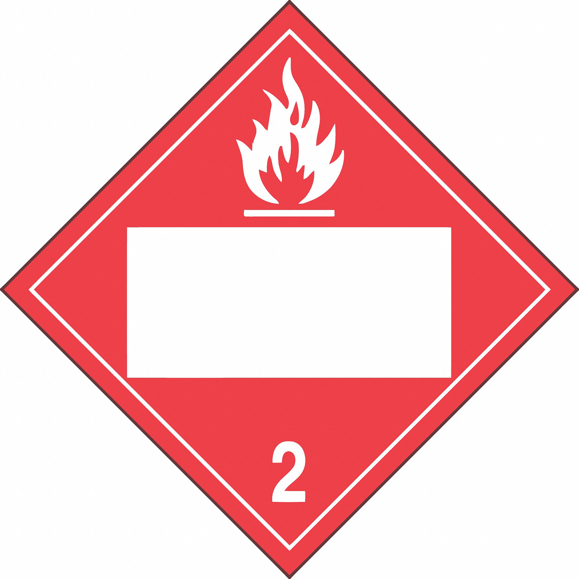 VEHICLE PLACARD, HAZARD CLASS 2, SELF-ADHESIVE, RED, VINYL, PK 10