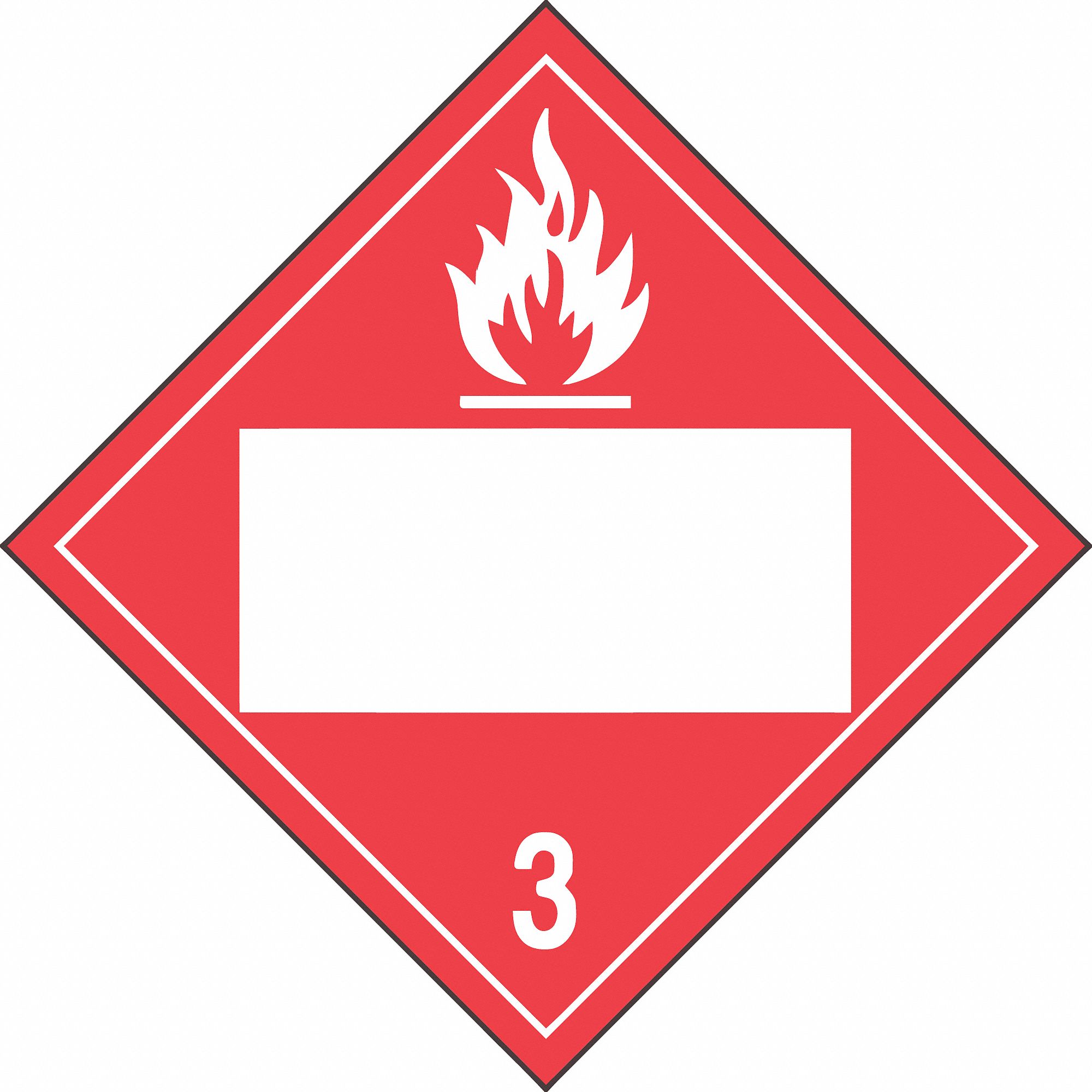 VEHICLE PLACARD, HAZARD CLASS 3, SELF-ADHESIVE, RED, VINYL, PK 10