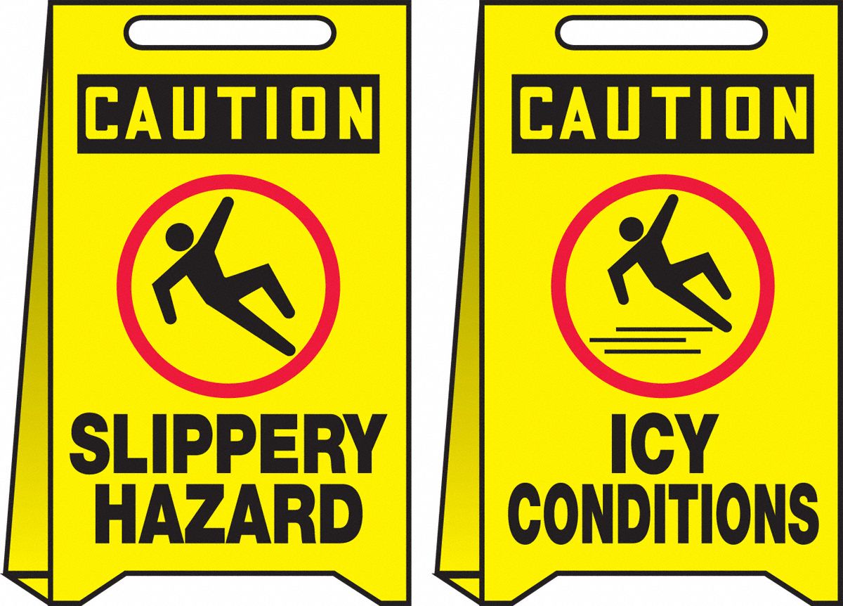 CAUTION SLIPPERY ICY SIGN