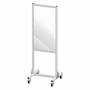 MOBILE PARTITION SHIELD PANEL, LARGE, GREY/SILVER, 50 X 78 IN, ALUMINUM