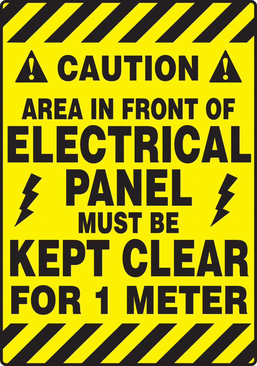 ELECTRICAL PANEL CAUTION SIGN, WHITE, 20 X 14 IN, WHITE/YELLOW/BLACK, ADHESIVE