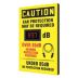 Caution: Ear Protection May Be Required, __ dB, Over 85 dB Hearing Protection Required, Under 85 dB No Protection Required Signs