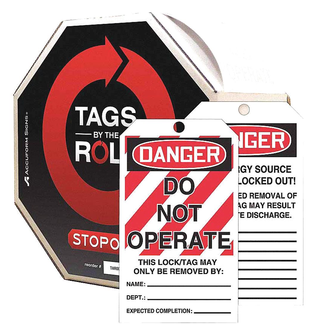 DANGER TAG, ENGLISH, DO NOT OPERATE, RECTANGLE, 3 X 6 1/4 IN, ROLL 100