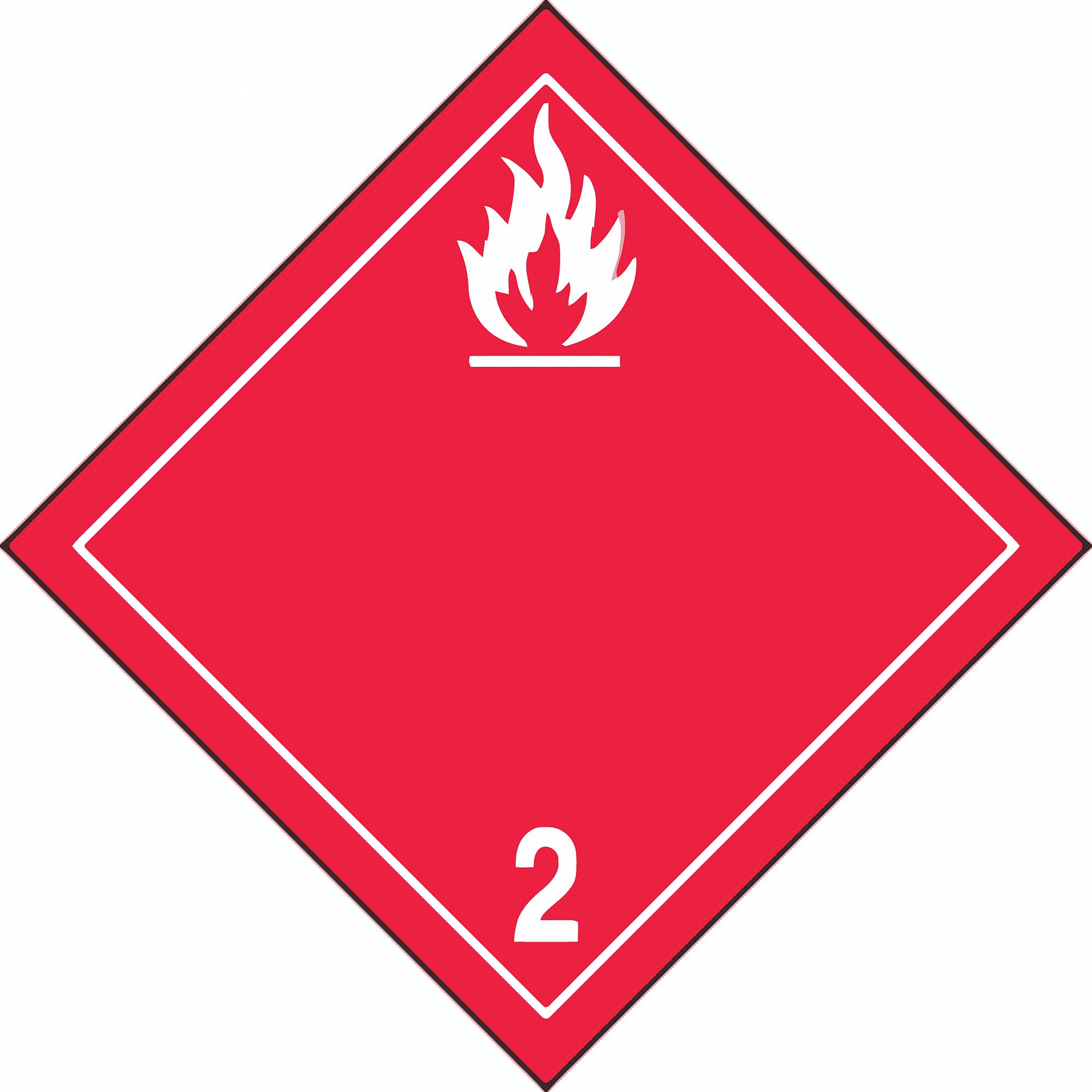 VEHICLE PLACARD, HAZARD CLASS 2, SELF-ADHESIVE, RED, VINYL, 10 PK