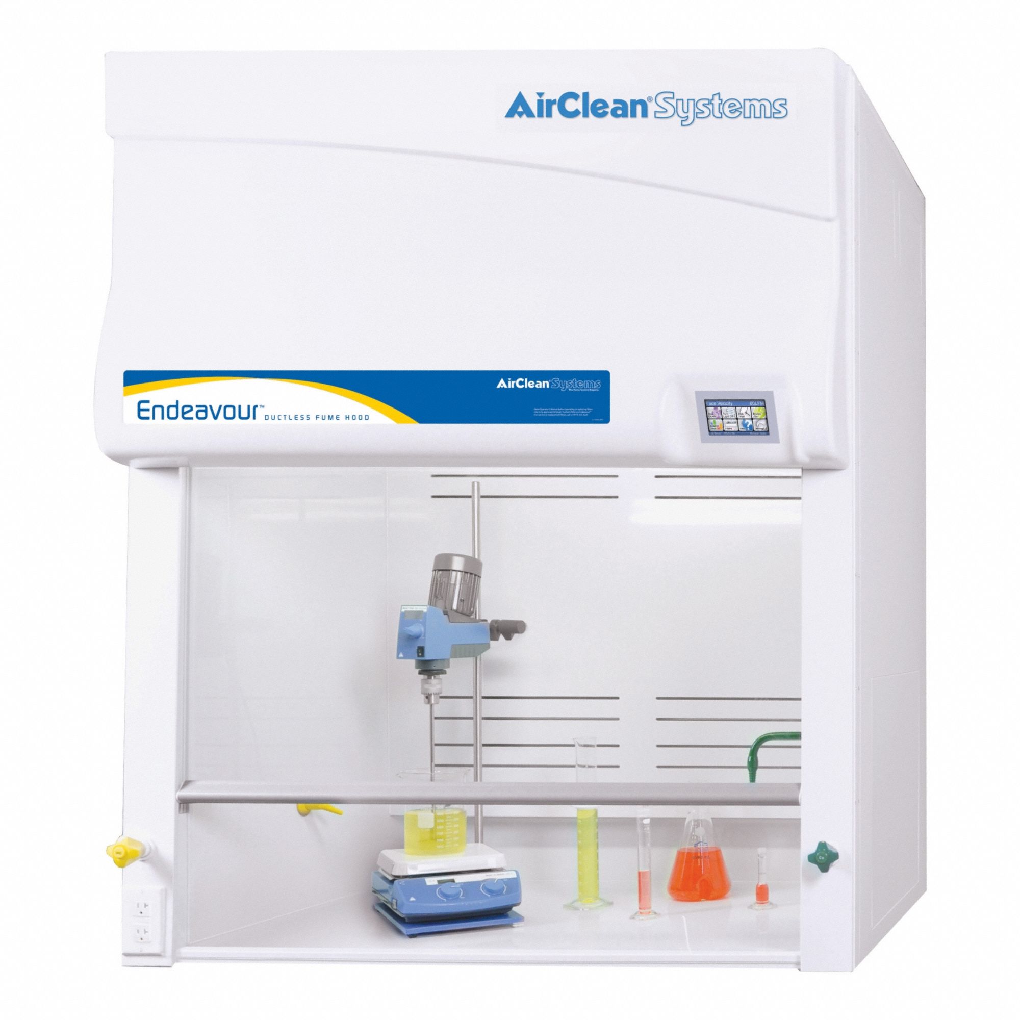 AIRCLEAN SYSTEMS Ductless Fume Hood: Endeavour, 48 in Overall Wd, 60 in Overall Ht, 30 in Overall Dp (MPN ACPT4000S). Key specifications — Assembly: Fully Assembled; Brand: AIRCLEAN SYSTEMS; Base/Stand Included: Yes; Blower Included: Yes; Work Surface Included: Yes.