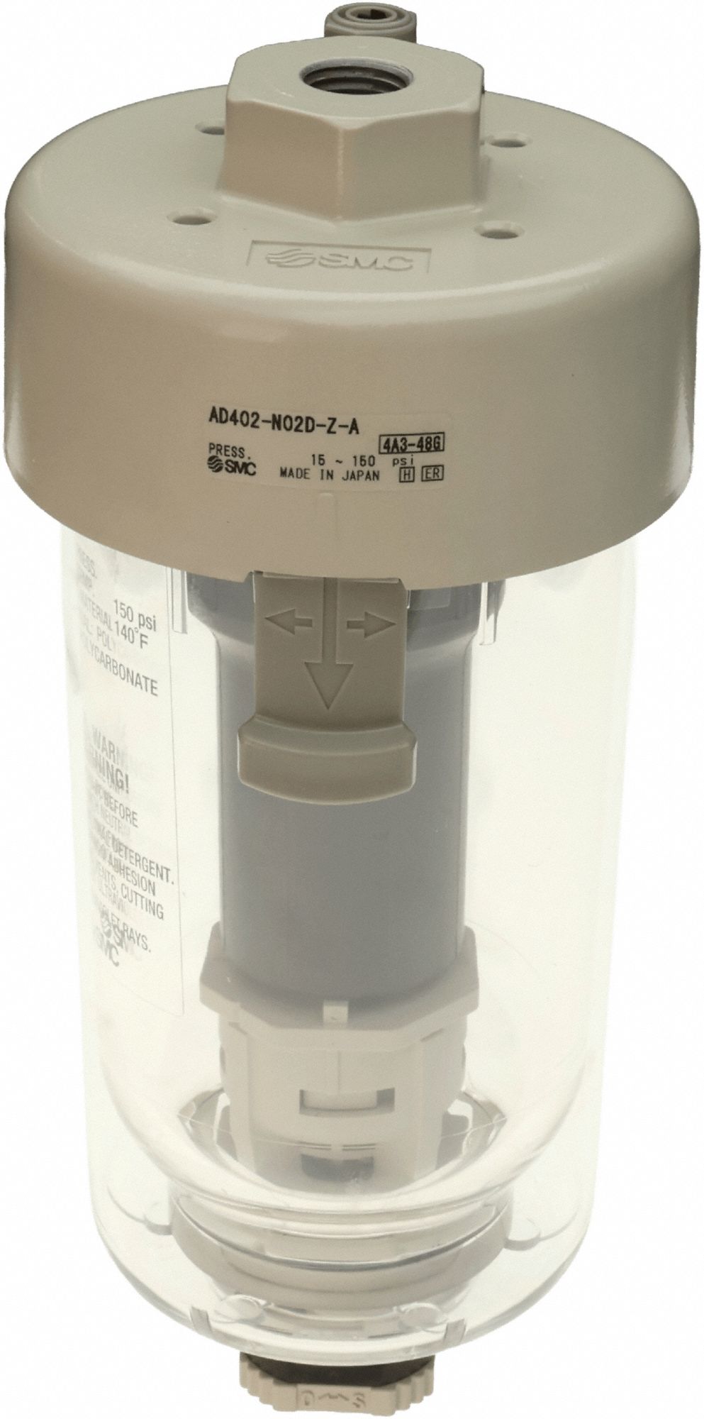 Mechanically Operated Drain Valve: 1/4 in Inlet Size, 1/4 in Outlet Size, 3/8 in Drain Port Size