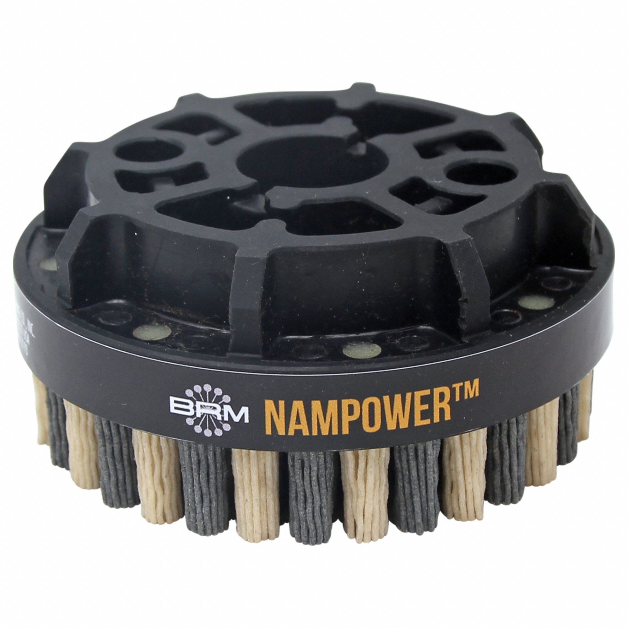 Disc Brush: Dot, 100 mm Dia, 18 mm Fill Lg, 0.035 in Fill Dia, Ceramic, 180 Grit