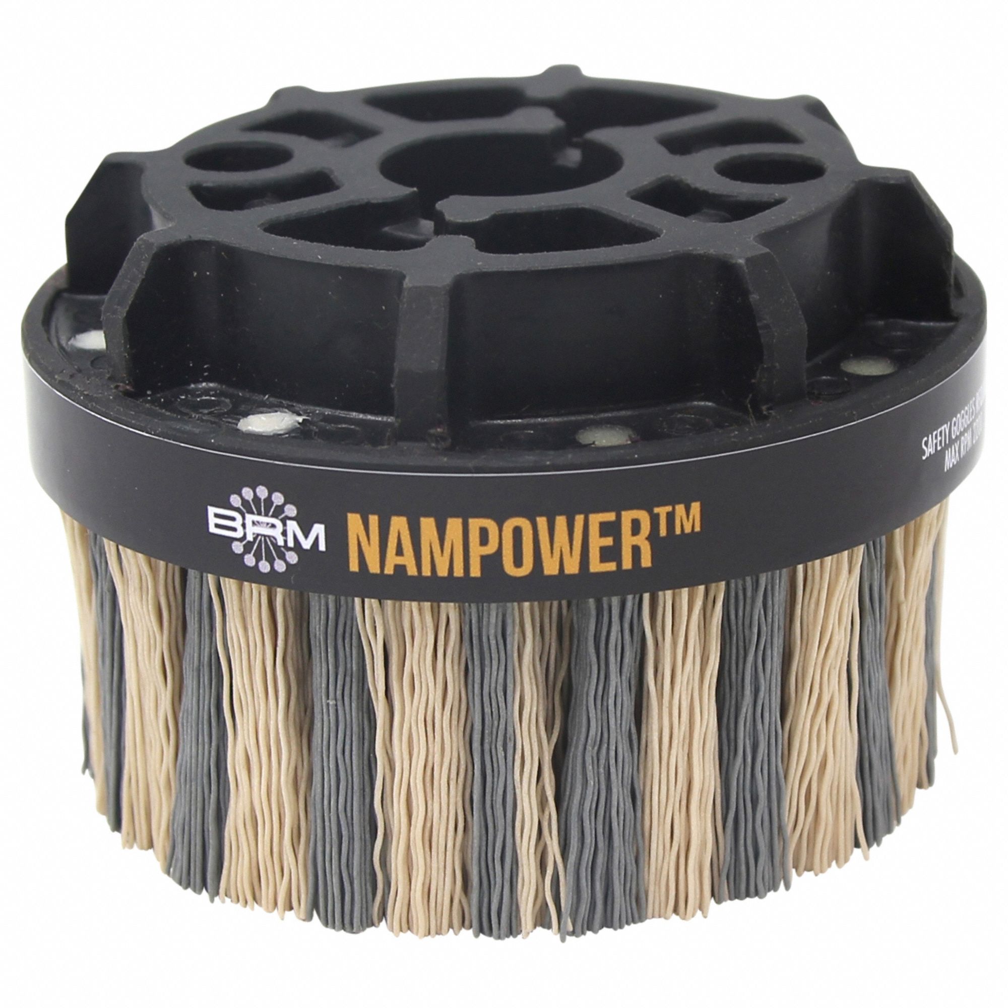 Disc Brush: Dot, 100 mm Dia, 38 mm Fill Lg, 0.022 in Fill Dia, Ceramic, 320 Grit