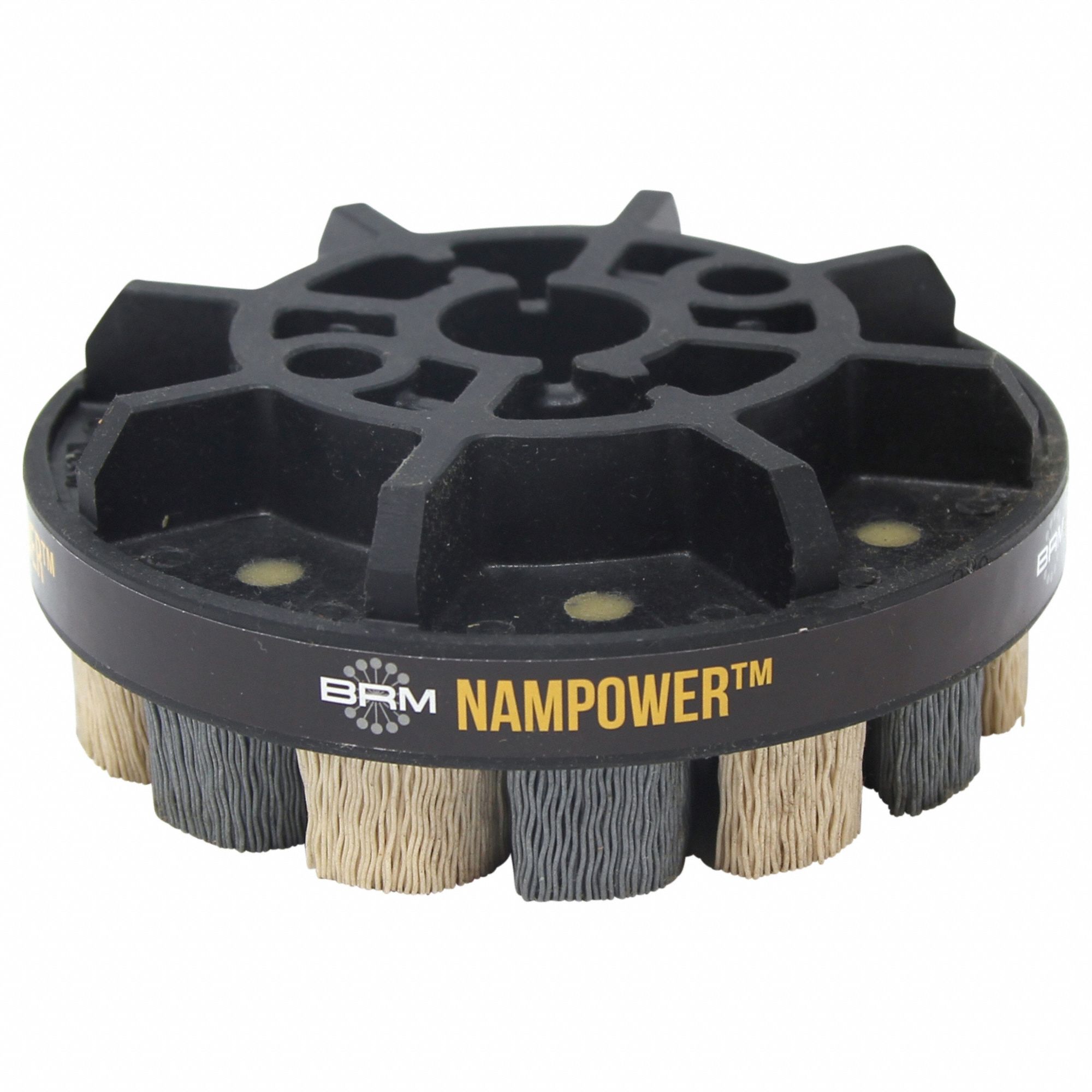 Disc Brush: Dot, 125 mm Dia, 18 mm Fill Lg, 0.022 in Fill Dia, Ceramic, 320 Grit