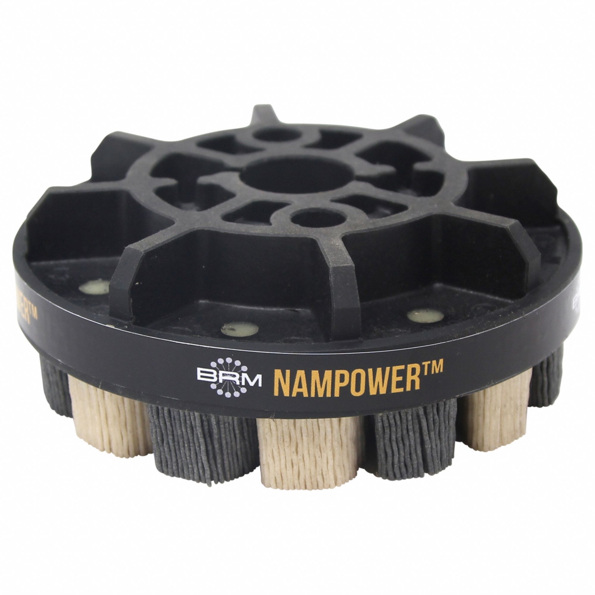 Disc Brush: Turbine, 125 mm Dia, 18 mm Fill Lg, 0.022 in Fill Dia, Ceramic, 320 Grit