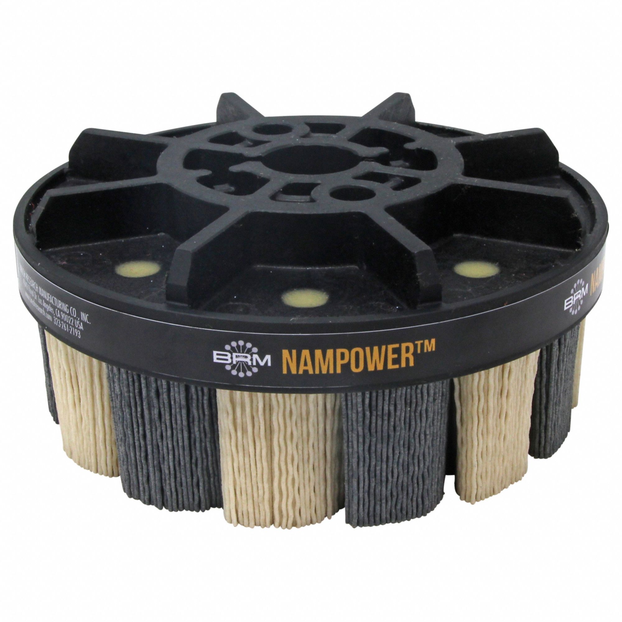 Disc Brush: Turbine, 150 mm Dia, 38 mm Fill Lg, 0.035 in Fill Dia, Ceramic, 180 Grit