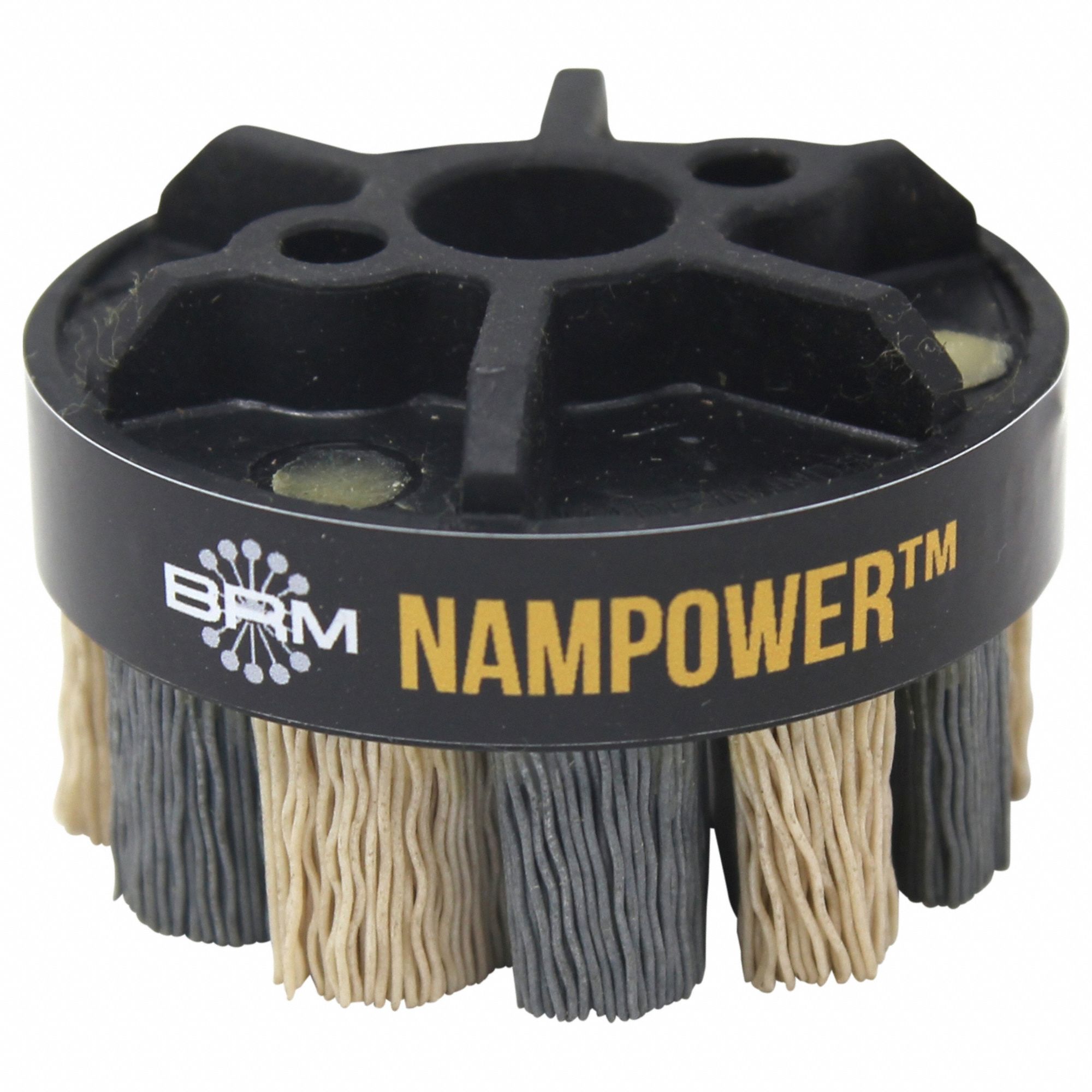 Disc Brush: Turbine, 60 mm Dia, 18 mm Fill Lg, 0.022 in Fill Dia, Ceramic, 320 Grit