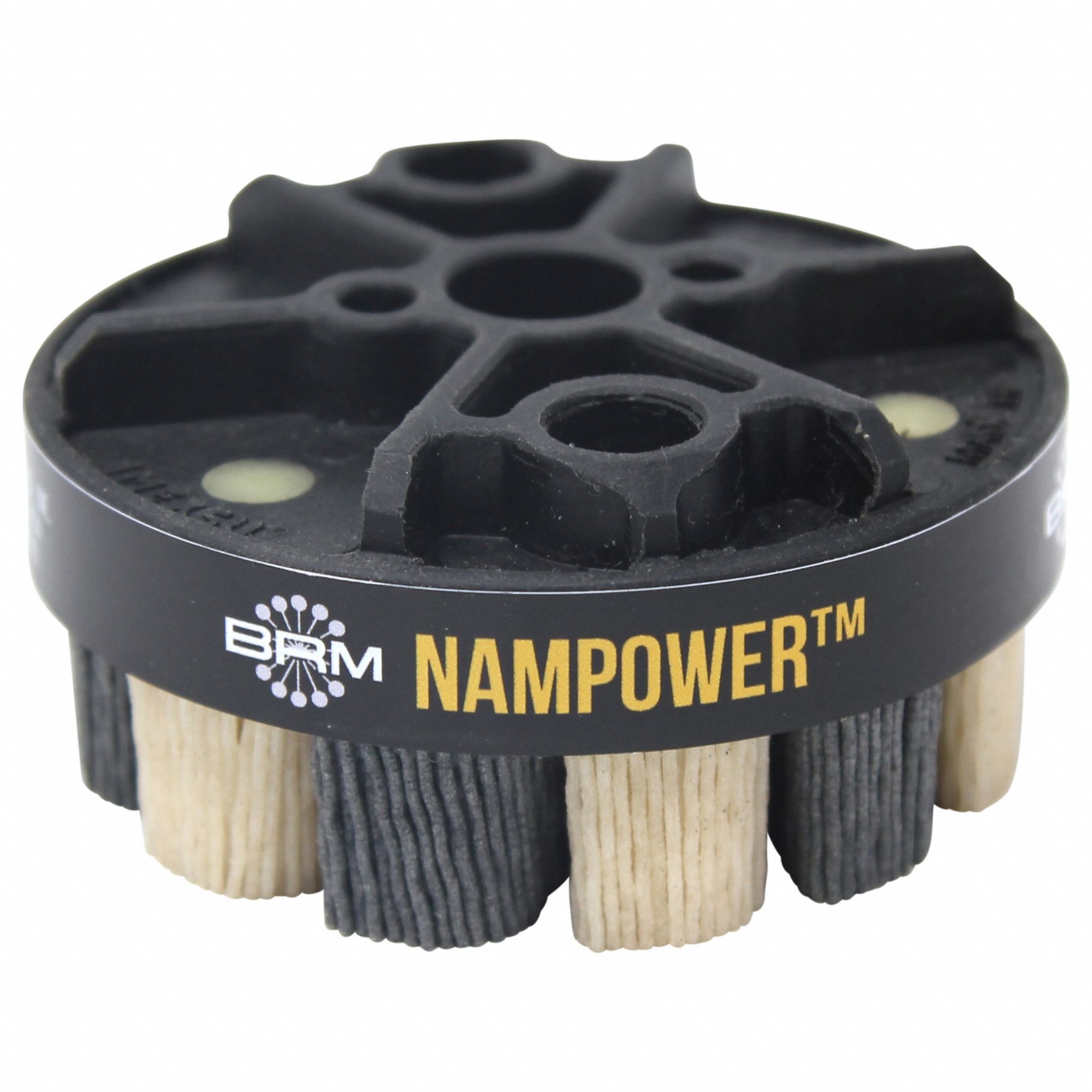 Disc Brush: Turbine, 80 mm Dia, 18 mm Fill Lg, 0.035 in Fill Dia, Ceramic, 180 Grit