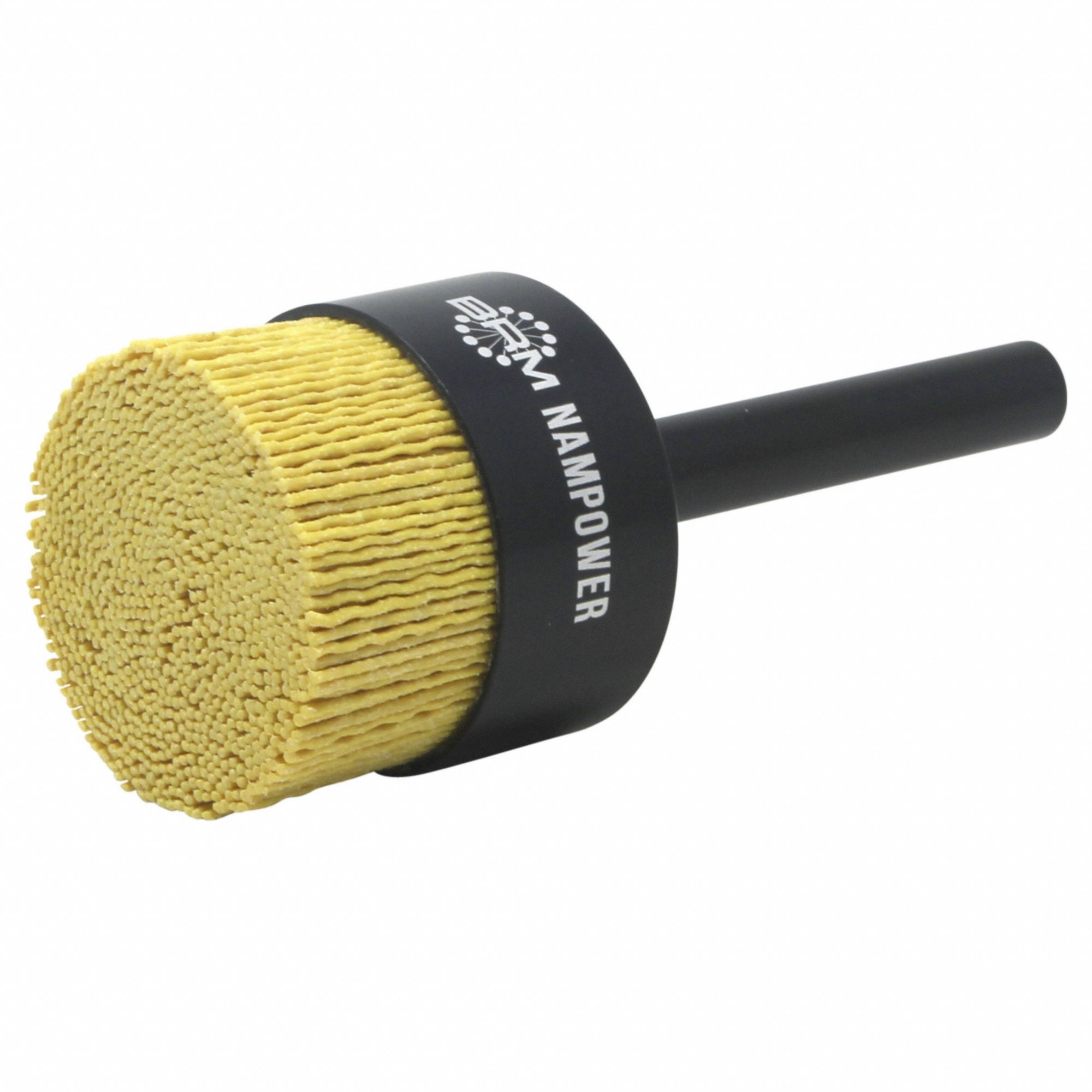 End Brush: Crimped Ceramic, 2 in Dia, 0.04 in Fill Dia, 1/2 in Shank, 80 Grit