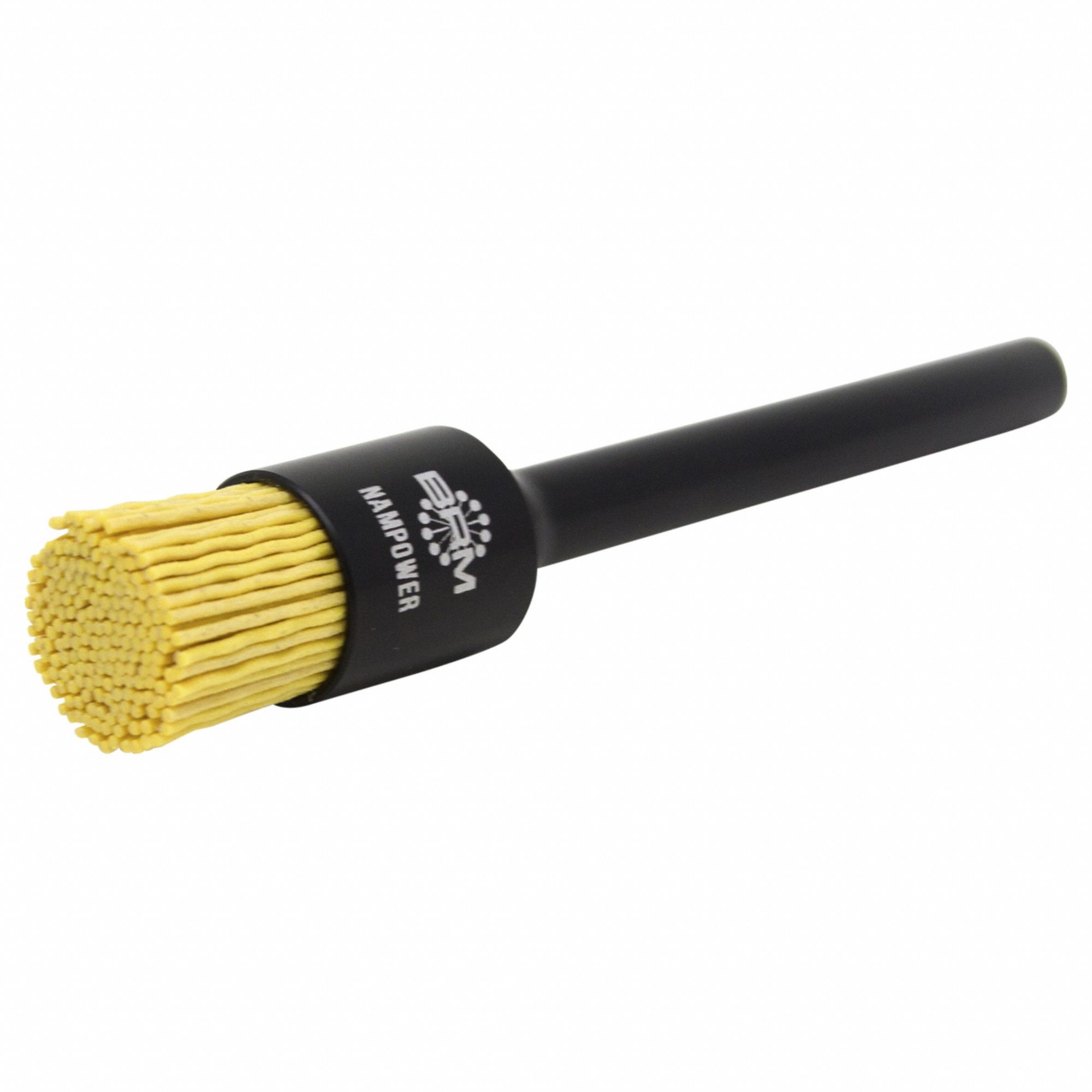 End Brush: Crimped Ceramic, 3/4 in Dia, 0.035 in Fill Dia, 3/8 in Shank, 180 Grit