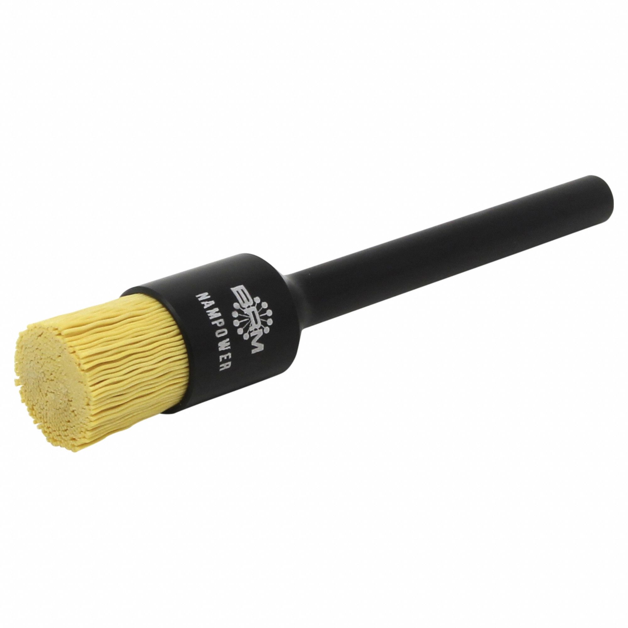 End Brush: Crimped Ceramic, 3/4 in Dia, 0.022 in Fill Dia, 3/8 in Shank, 320 Grit