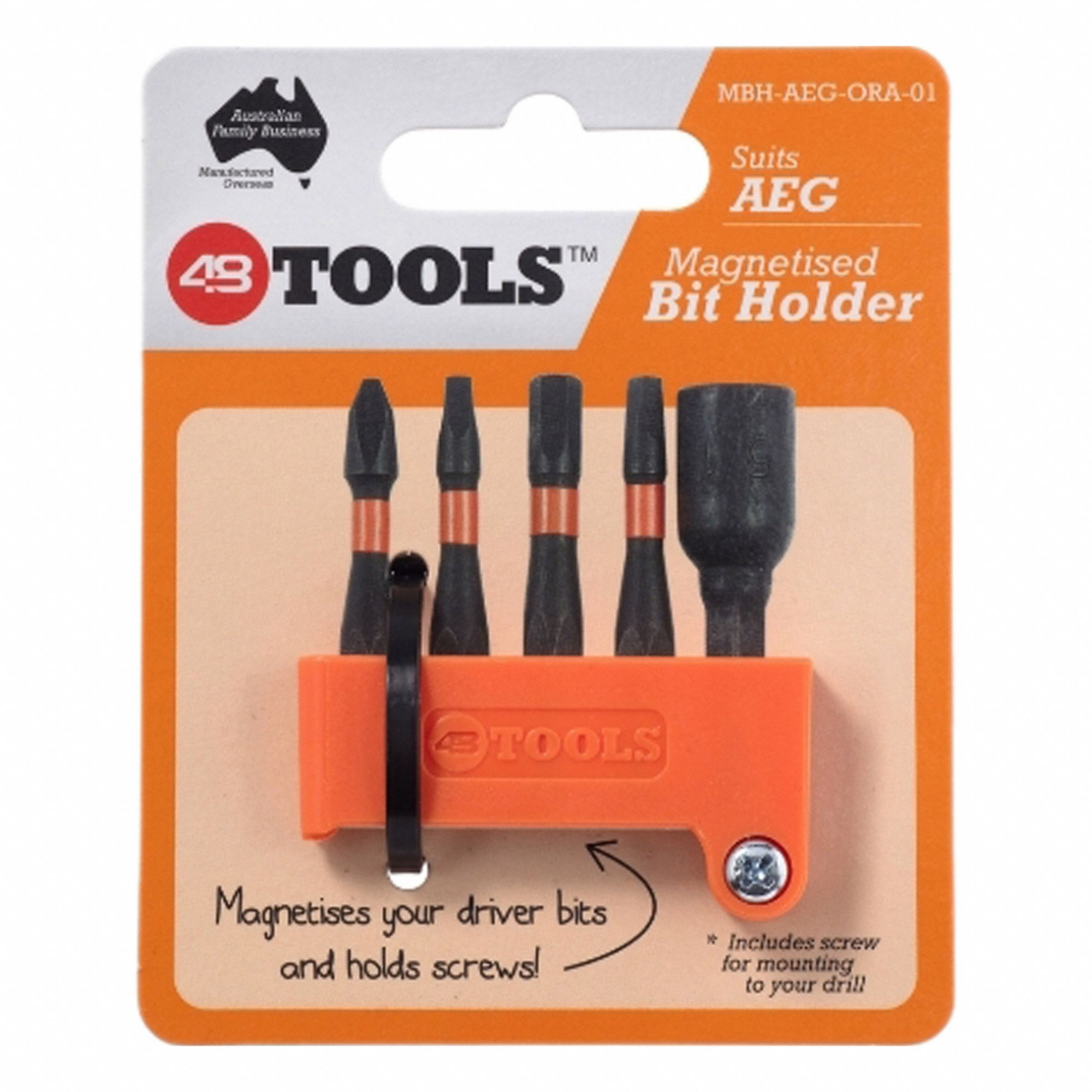 Bit Holder: Bit Holder, Ridgid Power Tools, AEG, 3/8 in Overall Ht, 2 in Overall Lg