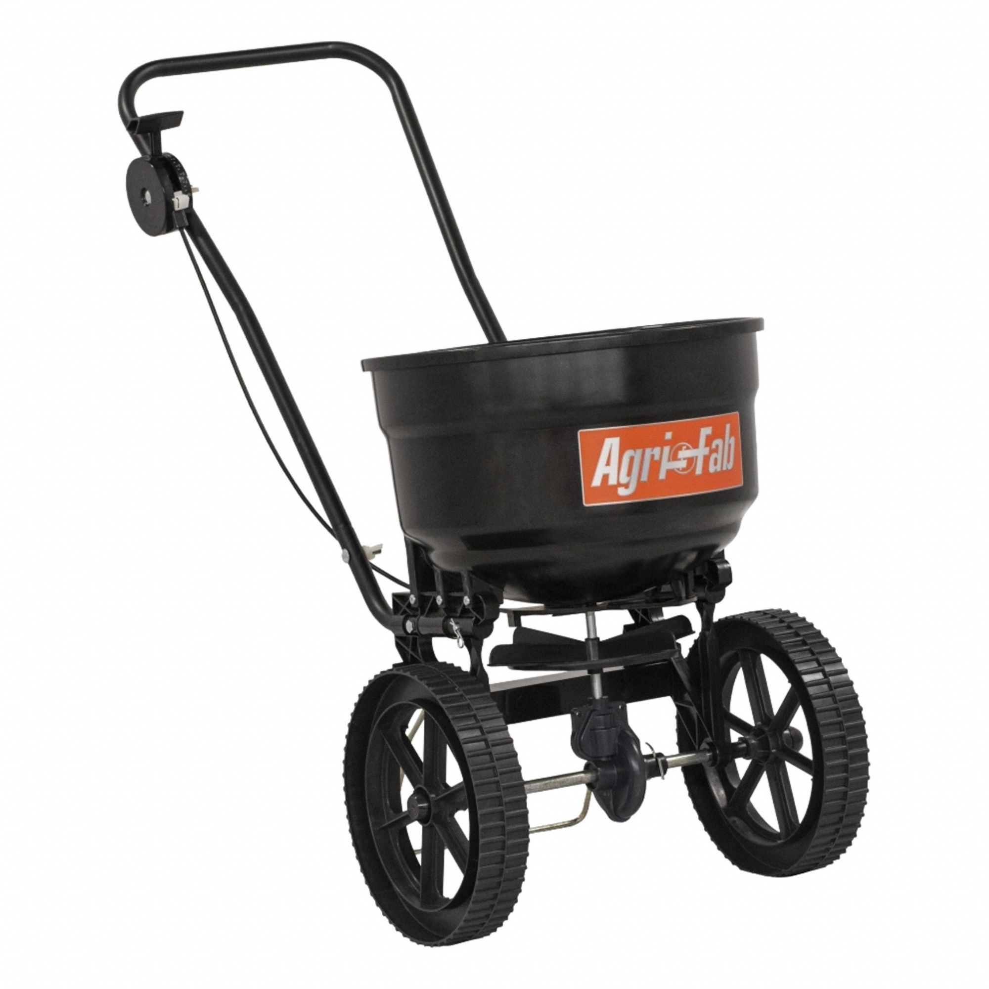 Manual Walk-Behind Spreader: Landscape, Lawn and Agriculture, 50 lb Capacity, Steel, 8 ft