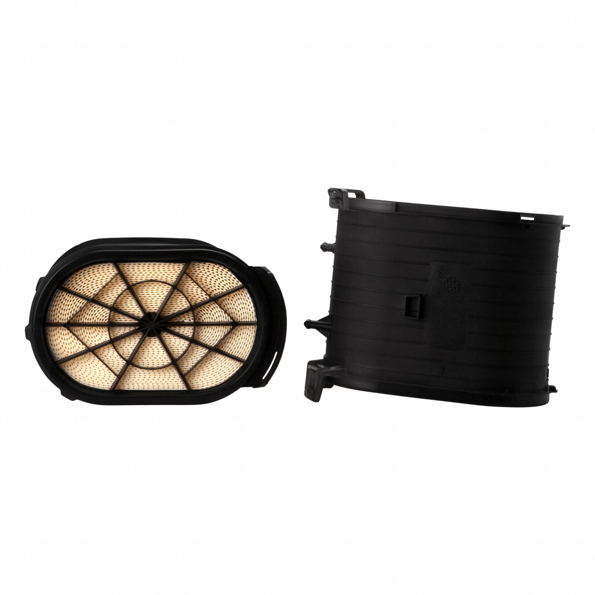 Air Filter: Round-Oval, Engine, Oblong, Radial Seal, 13 1/8 in Overall Ht, Ford, Trucks