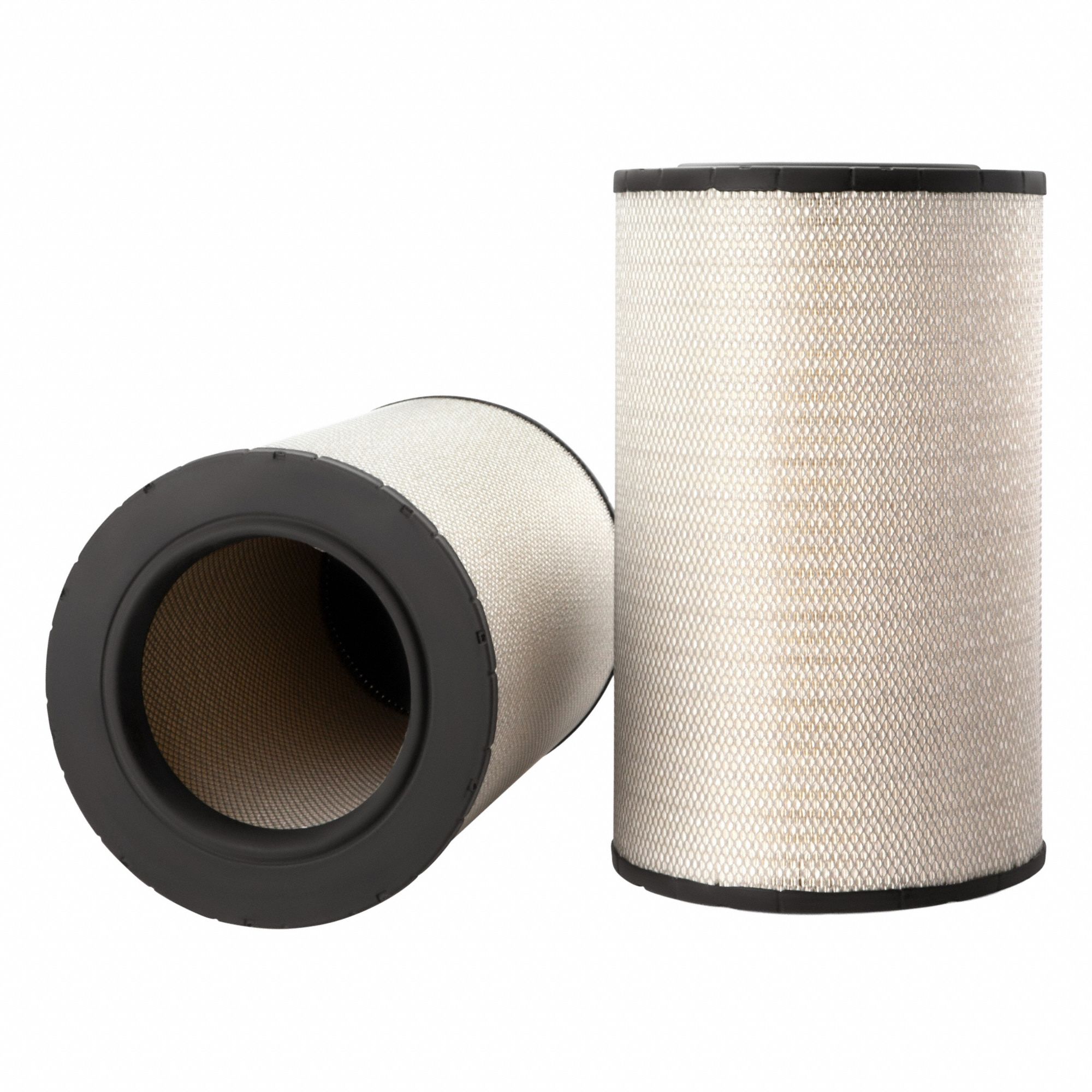 Air Filter: Round-Oval, Engine, Round, Radial Seal, 14 5/32 in Outside Dia, Volvo, Trucks