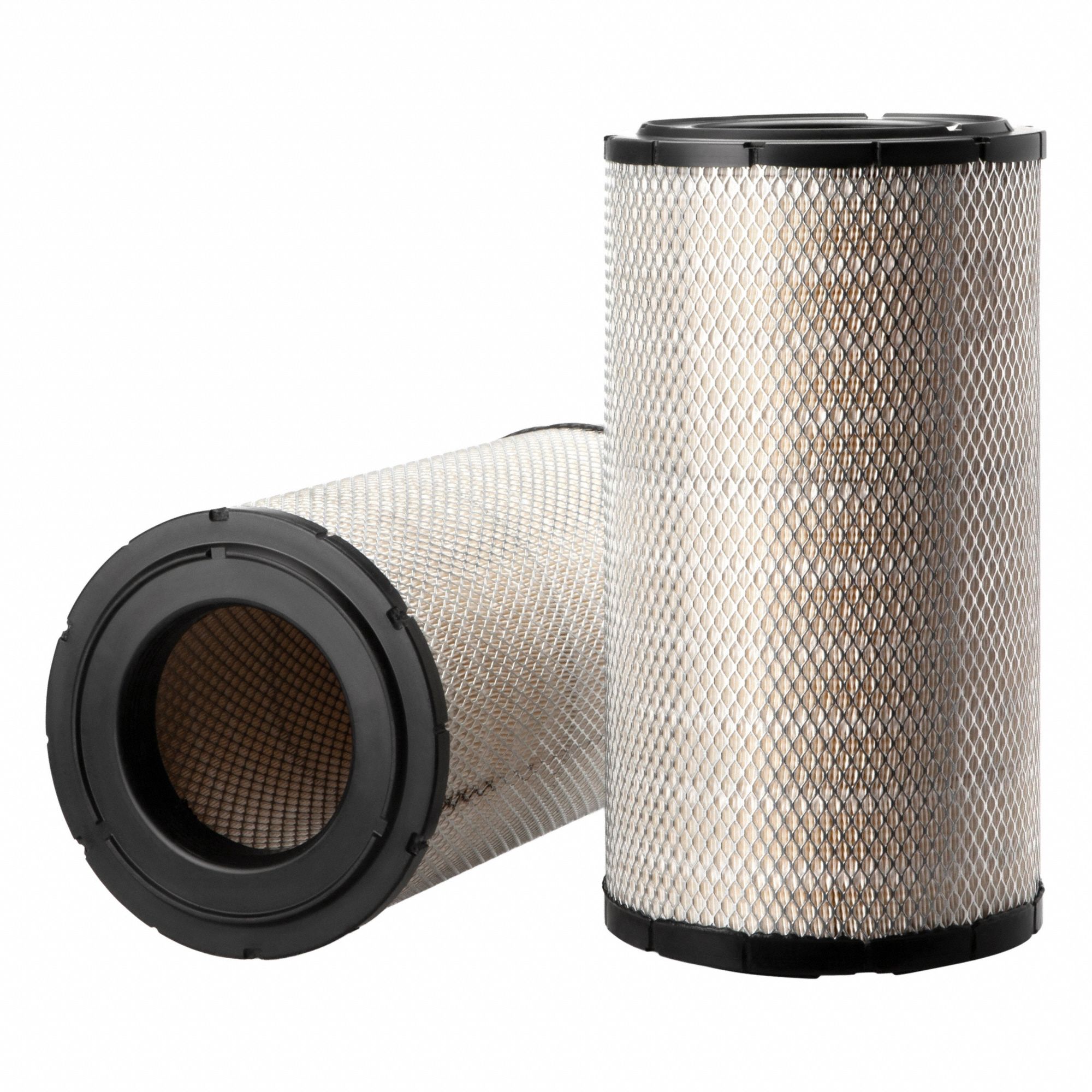 Air Filter: Round-Oval, Engine, Round, Axial Seal, 9 11/32 in Outside Dia, Trucks
