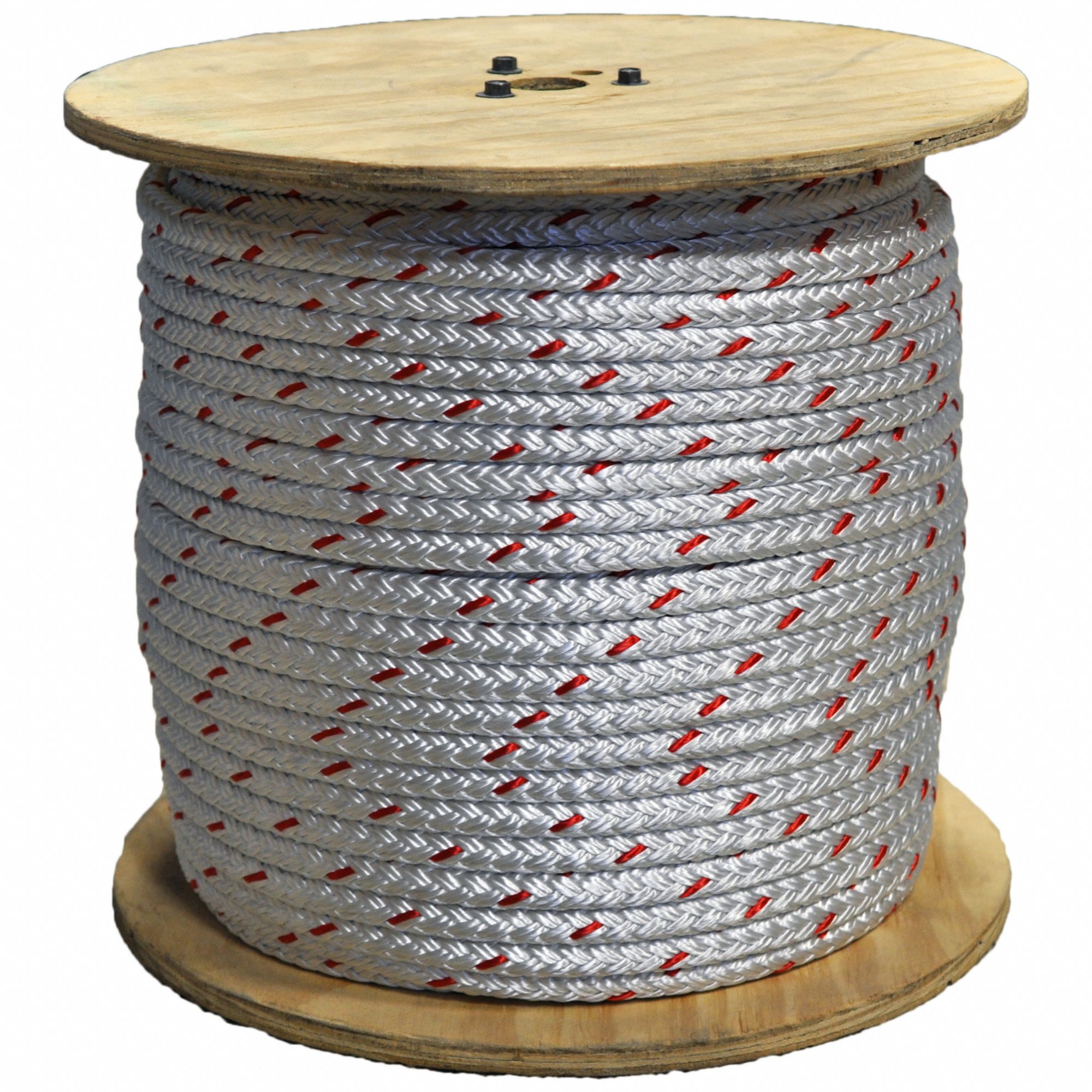 RIGGING AND CLIMBING ROPE, BRAID, ⅝ IN DIA, 1,100 LB WORKING LOAD LIMIT, POLYESTER, WHITE