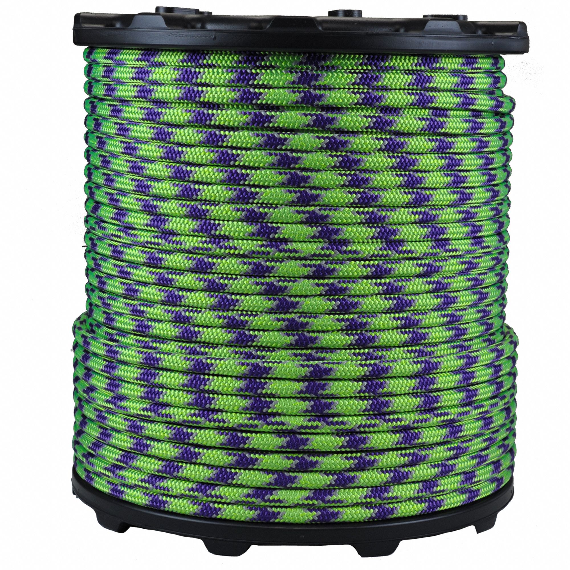 Climbing Rope: 7/16 in Rope Dia, Green/Purple/Silver, 600 ft Rope Lg, 603 lb Working Load Limit