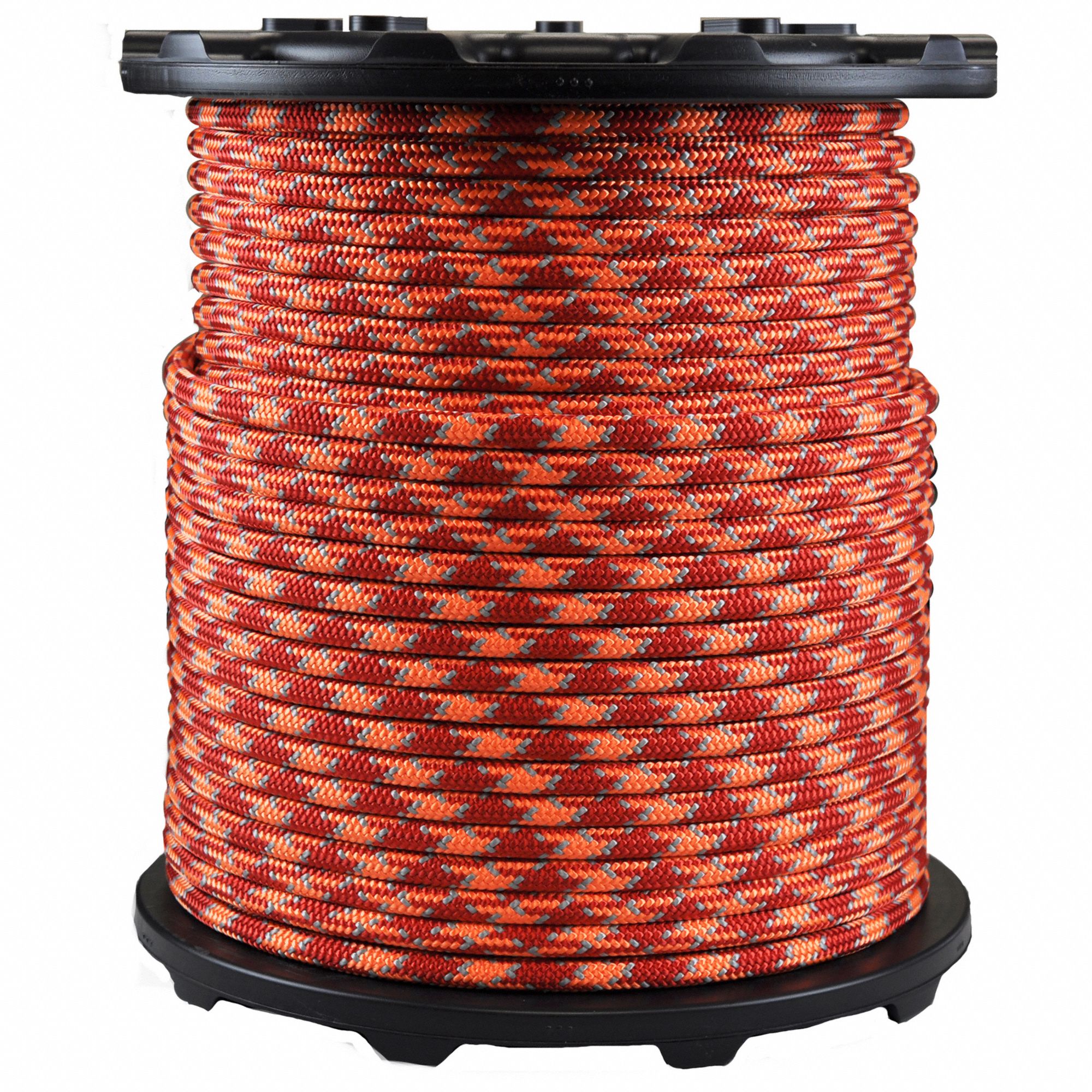 Climbing Rope: 7/16 in Rope Dia, Orange/Red/Silver, 600 ft Rope Lg, 603 lb Working Load Limit