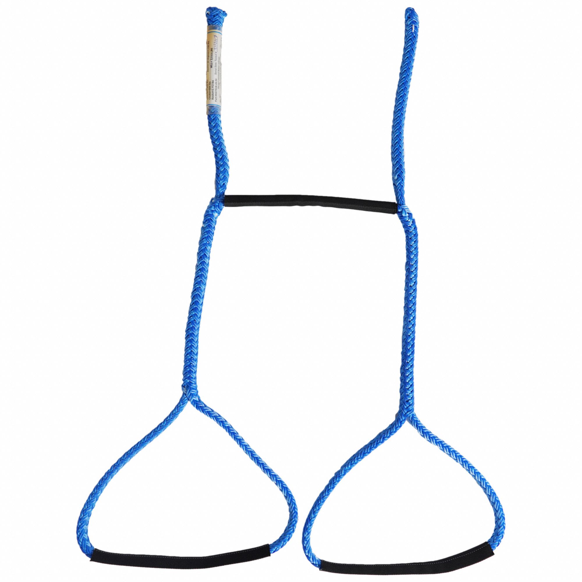 Transformer Rope Sling: Polyester, 3/8 in Rope Dia, 24 in to 4 1/8 ft, Blue