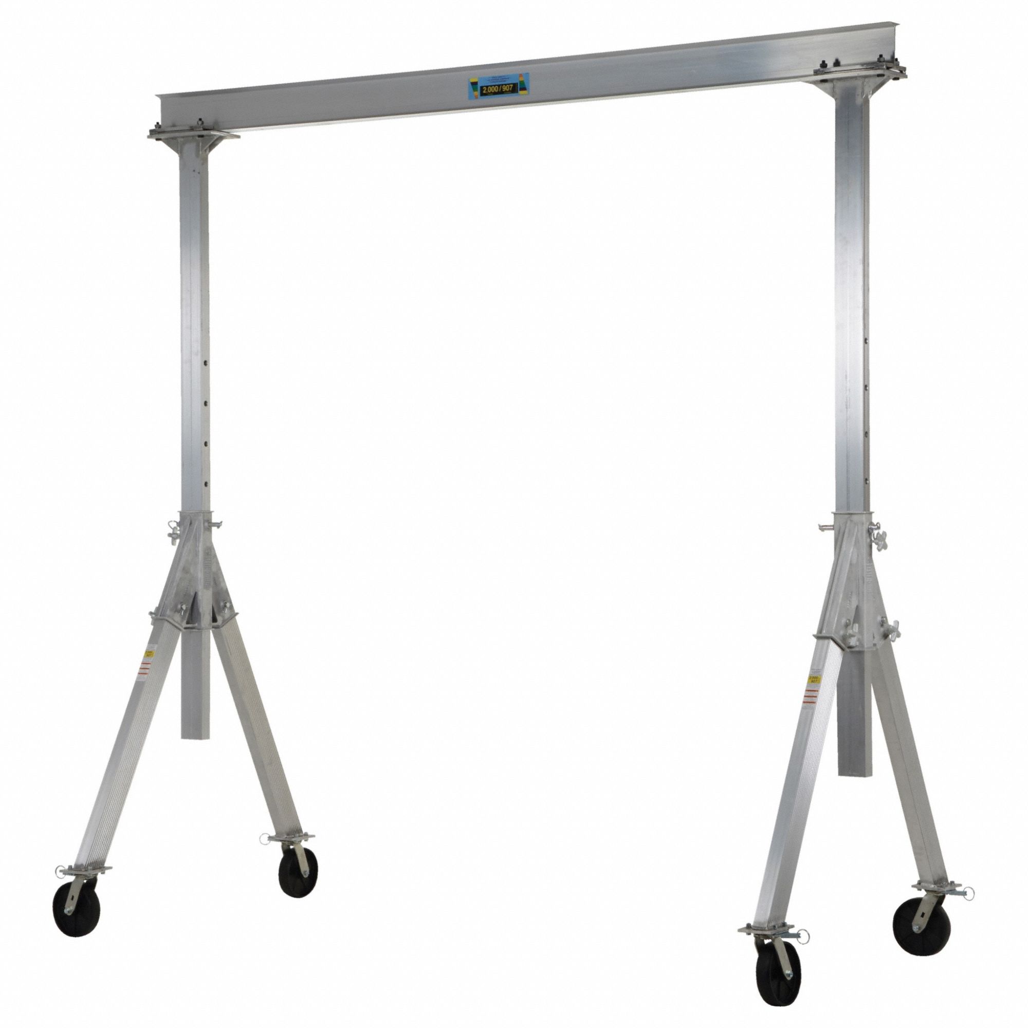 ADJUSTABLE GANTRY CRANE, FIXED SPAN, ADJUSTABLE H, 4,000 LB LOAD CAPACITY, ALUMINUM