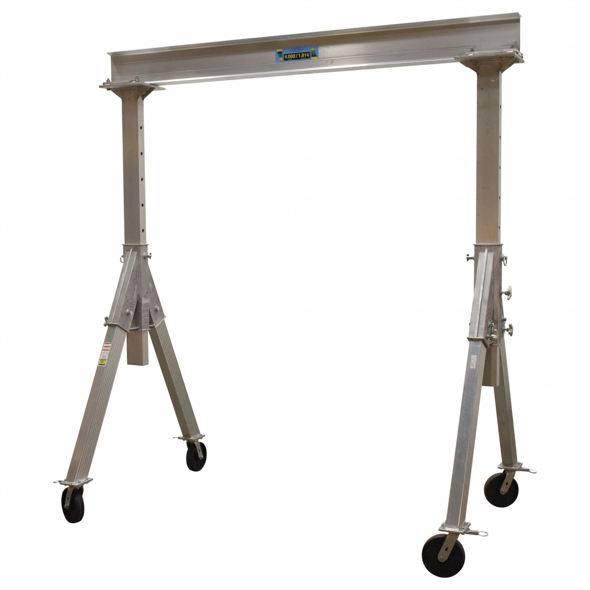ADJUSTABLE HEIGHT ALUMINUM GANTRY CRANE, 8FT L 8 FT H