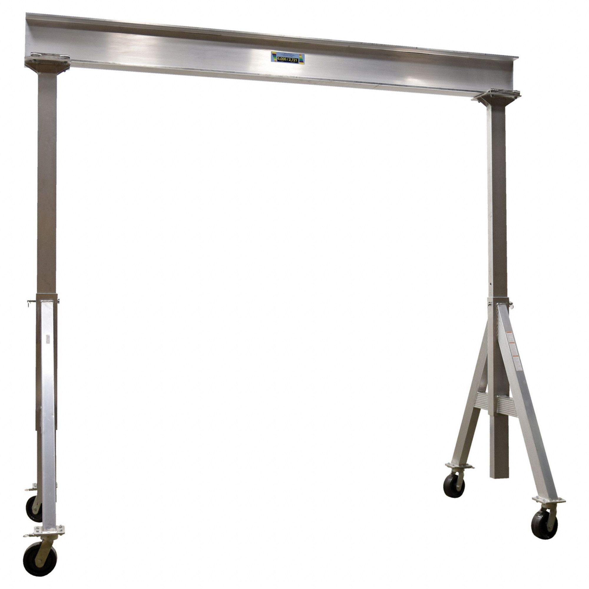 ADJUSTABLE HEIGHT ALUMINUM GANTRY CRANE, 12FT L 12FT H
