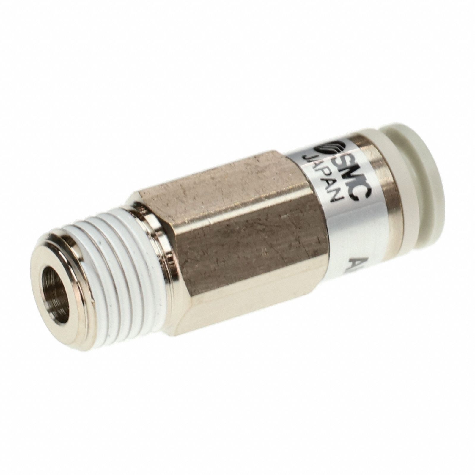 Pneumatic Check Valve: Male Connector, NBR, Aluminum Alloy (Valve)/PBT (Body)/Spacer (Brass)