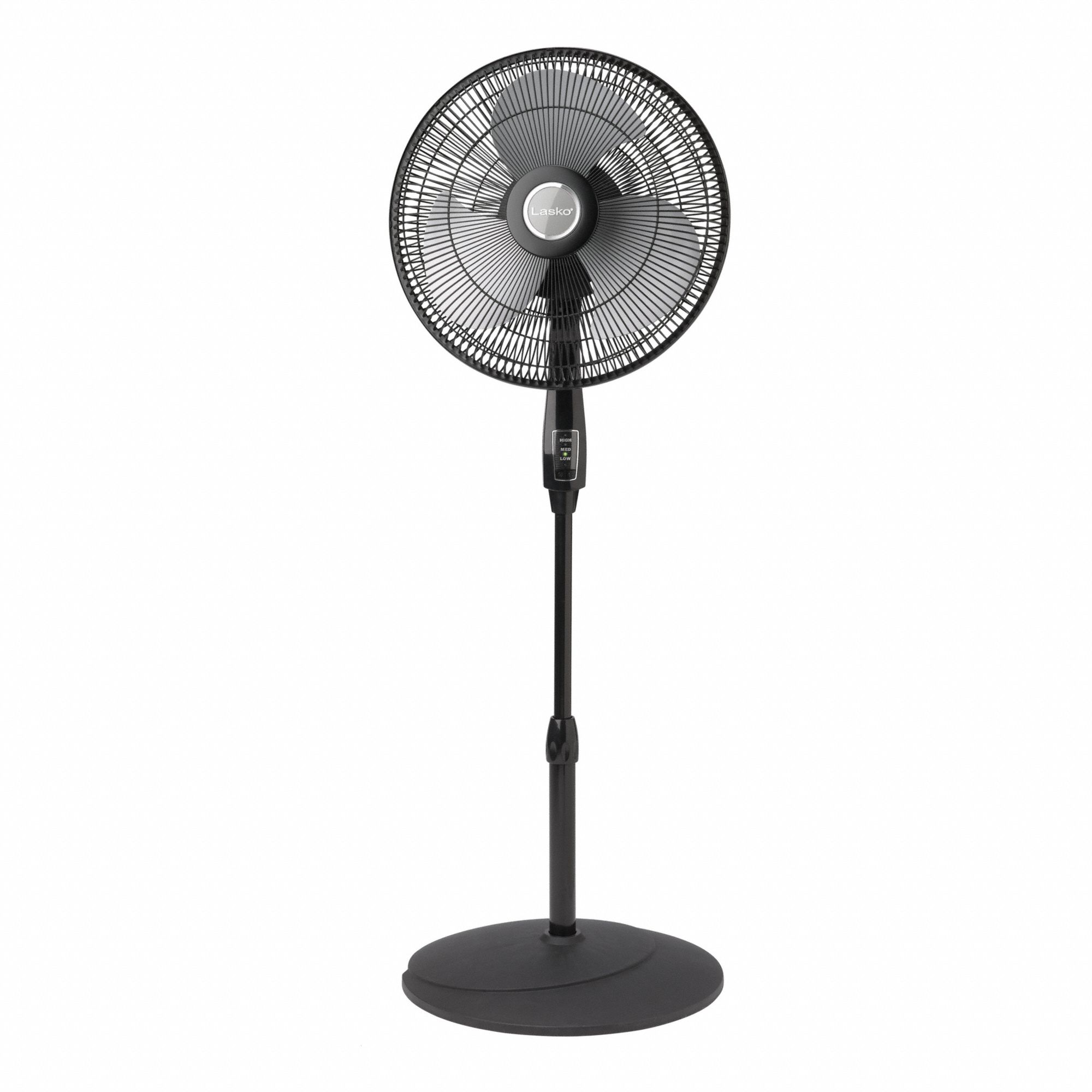 PEDESTAL FAN, 120V DC, 65 W, 18⅛X47X18⅛ IN D, ABS PLASTIC, 733 CFM, 3 SPEED, 61.6 DBA, 6 FOOT CORD, BLACK