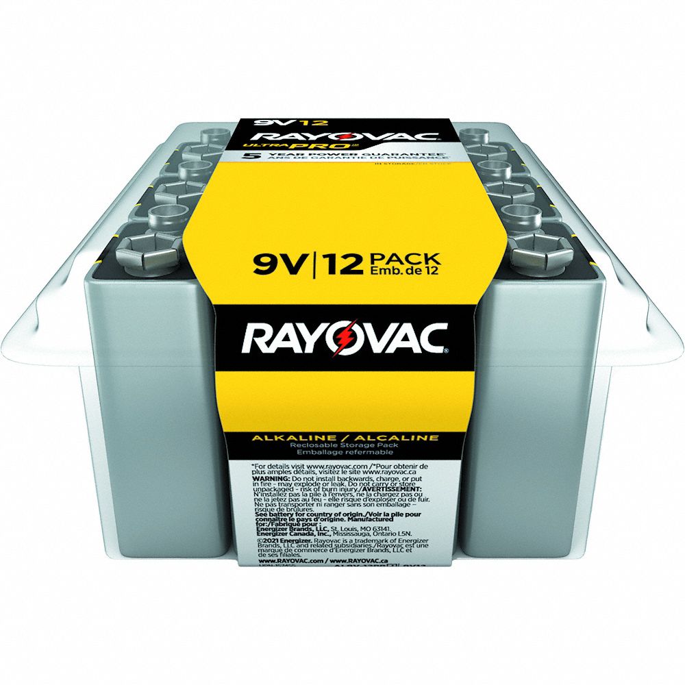 BATTERY, 9V, EVERYDAY, ALKALINE, 9V DC, ULTRAPRO, 12 PK
