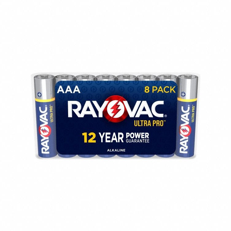 Battery: AAA, Everyday, Alkaline, 1.5V DC, UltraPro, 8 PK