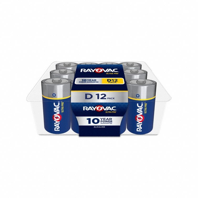 Battery: D, Everyday, Alkaline, 1.5V DC, UltraPro, 12 PK