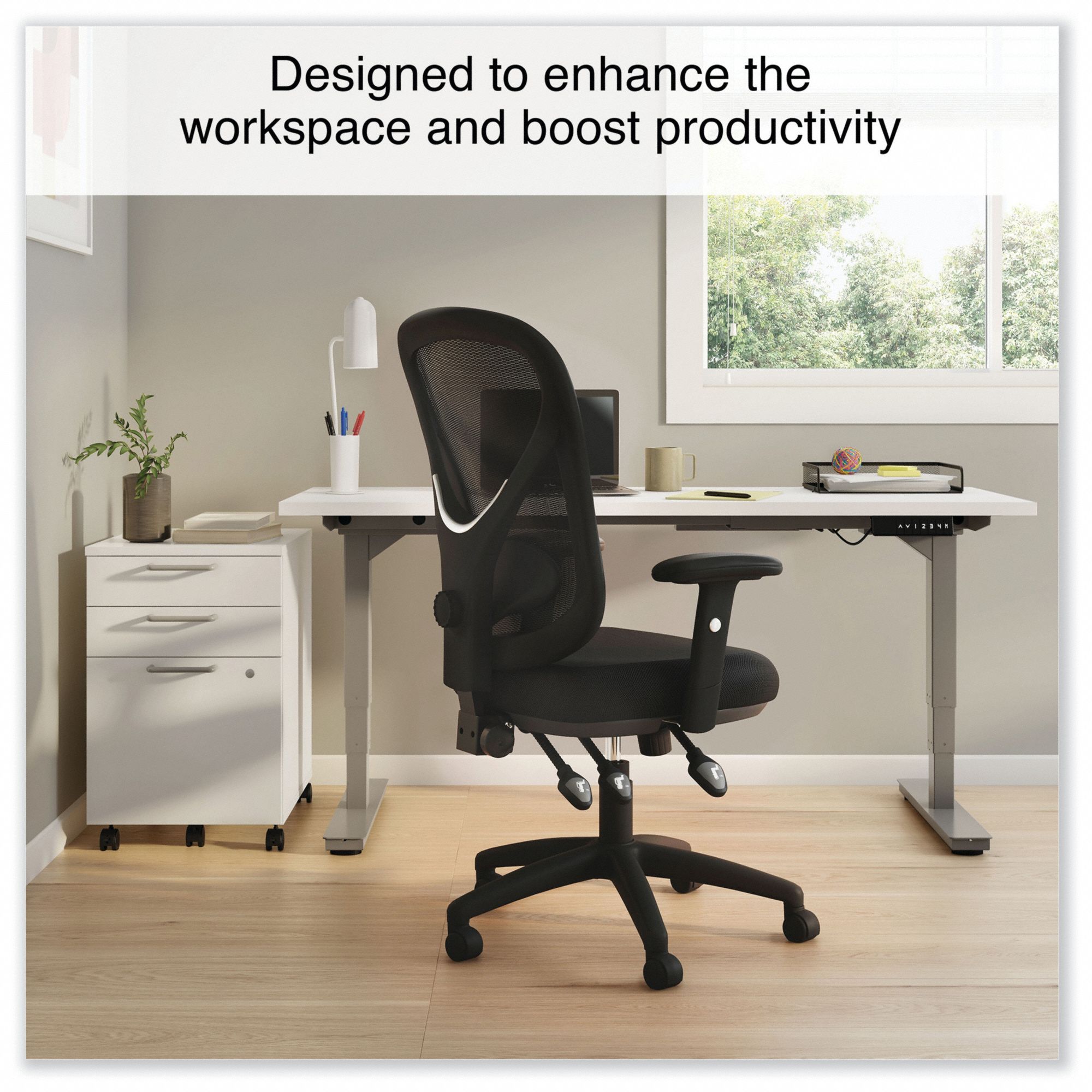 ALERA Office Chair, Task Chair, Black, Mesh, 15 to 19 in Nominal Seat
