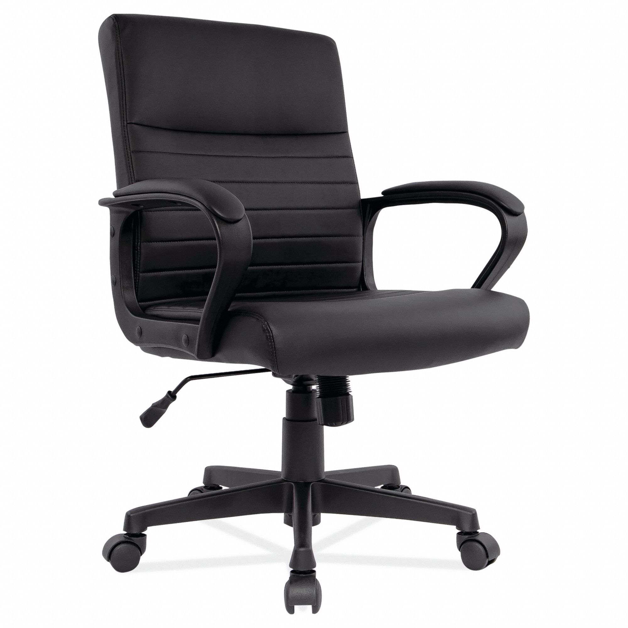 Office Chair: Alera Breich, Black, Faux Leather Material, 21 5/8 in Back Ht, 19 in Seat Wd