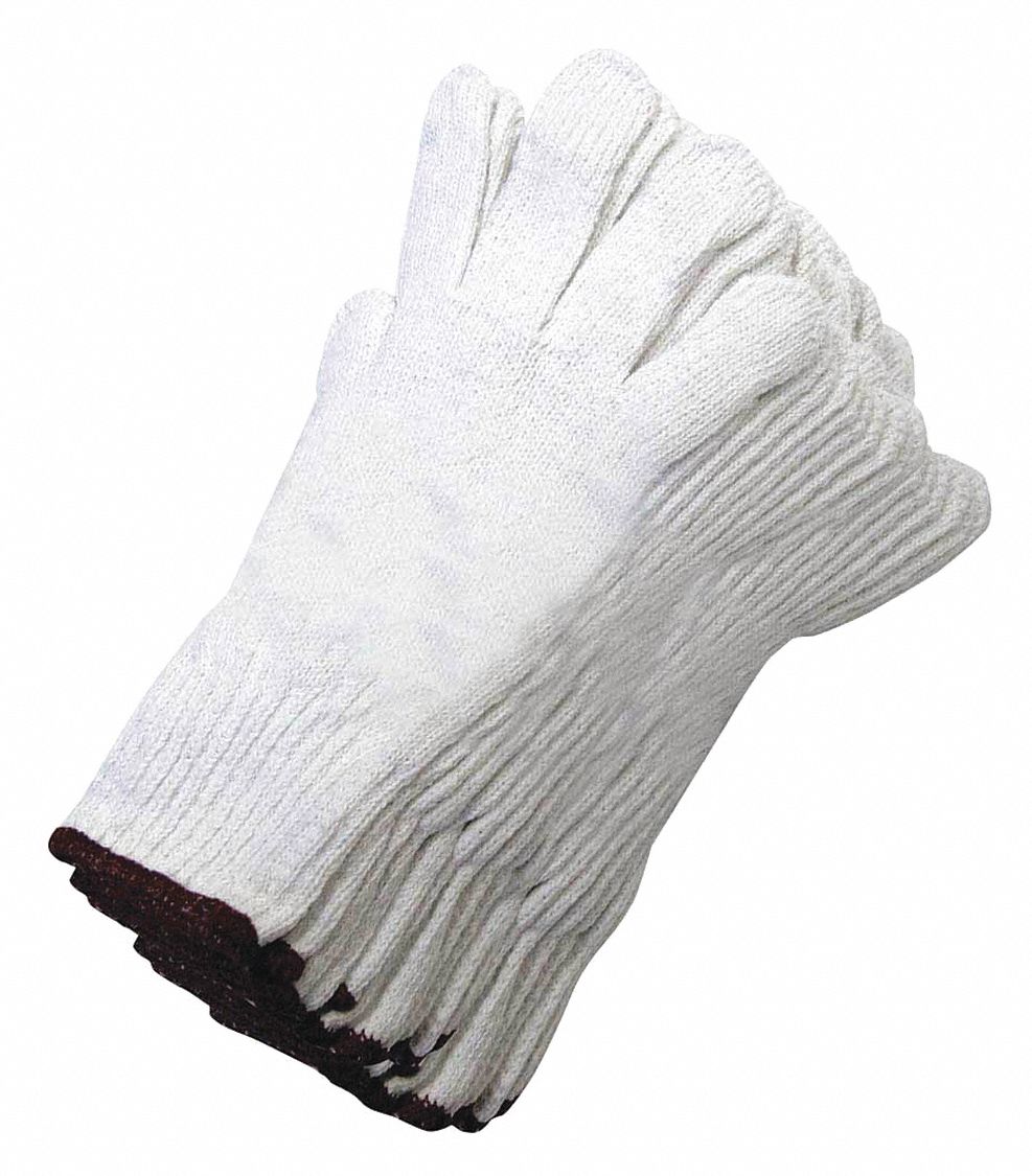 GLOVES, SEAMLESS KNIT POLY-COTTON STRING BLACK, L