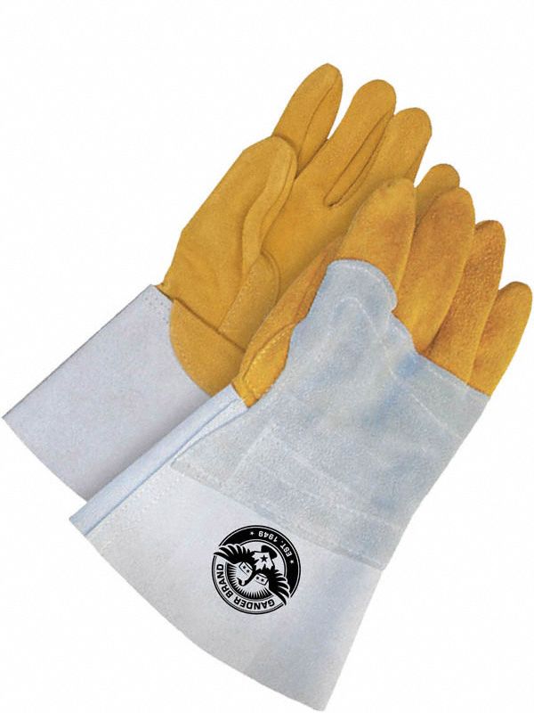 WELDING GLOVES, MIG/TIG, SIZE XXL/11, GREY/YELLOW, 5 IN, DEERSKIN/COWHIDE/POLYESTER/COTTON, PAIR