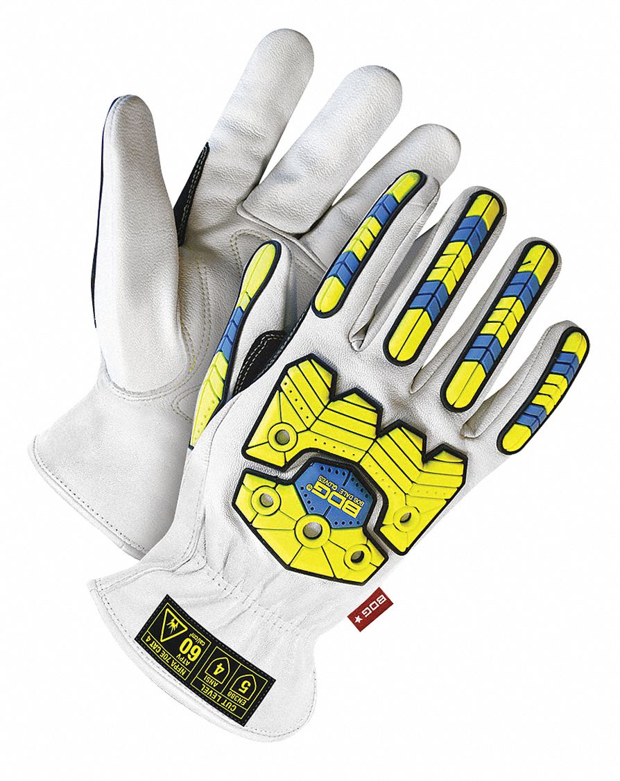 GLOVES, LINED, ANSI CUT LVL A5/PNCTR LVL 4/IMPCT LVL 2/HEAT LVL 500  ° F, MED, GOATSKIN, 1 PR/PKG