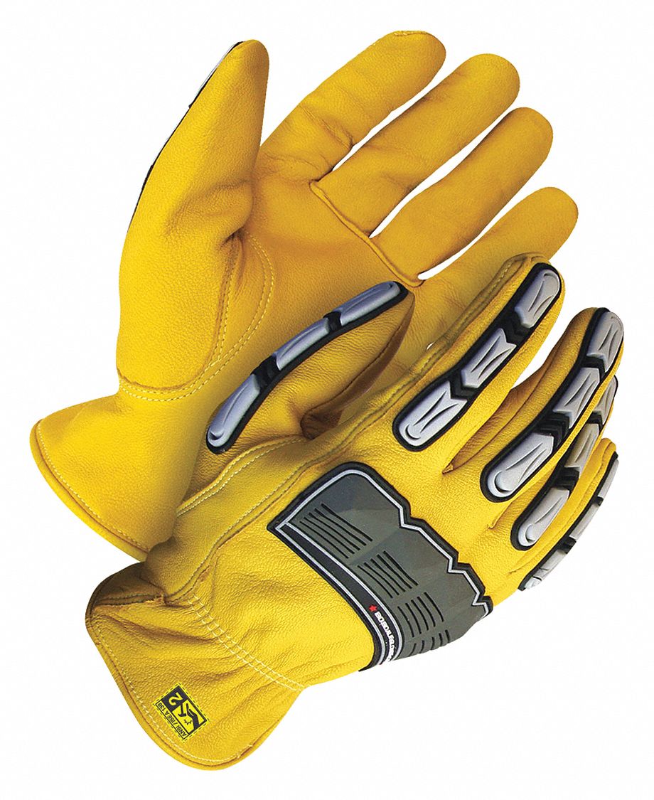 LEATHER GLOVES, L (9), ANSI IMPACT LEVEL 2 PREMIUM, DRIVERS GLOVE, GOATSKIN, KEVLAR