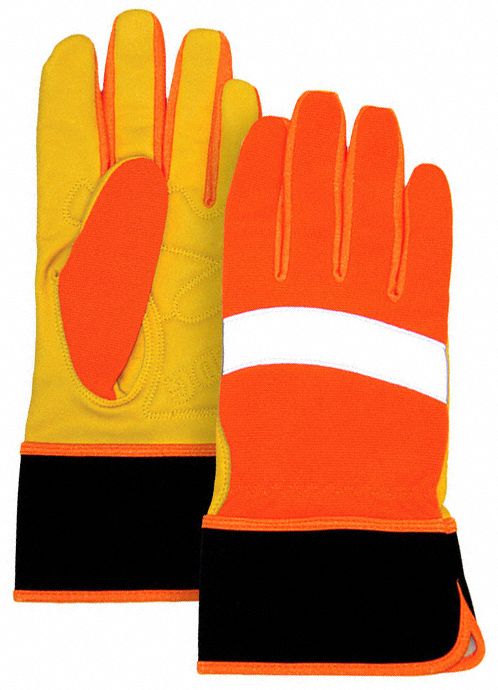 BOB DALE MECHANIC'S GLOVES, HIGH VISIBILITY, SZ L, FLUORESCENT