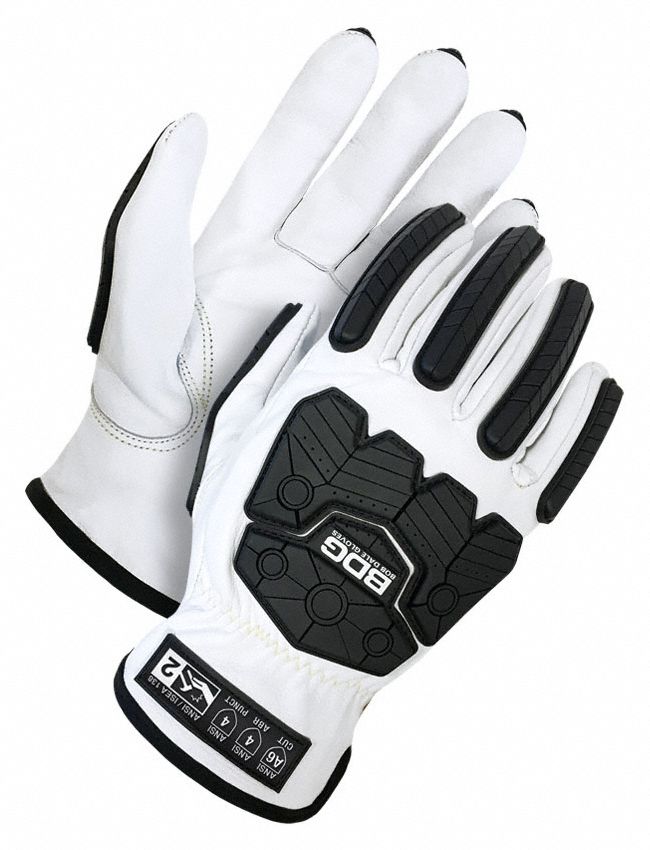 GANTS DE CONDUITE CLASSIQUES, NOIR/GRIS, TP, PEAU DE CHÈVRE, MANCHETTE ENFILABLE, ARAMID, POLYESTER, ACIER, ANSI
