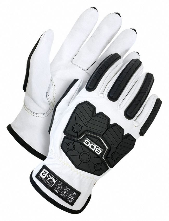 CLASSIC DRIVER GLOVES, BLK/GRY, XS, GOATSKIN, SLIP-ON CUFF, ARAMID, POLYESTER, STEEL, ANSI